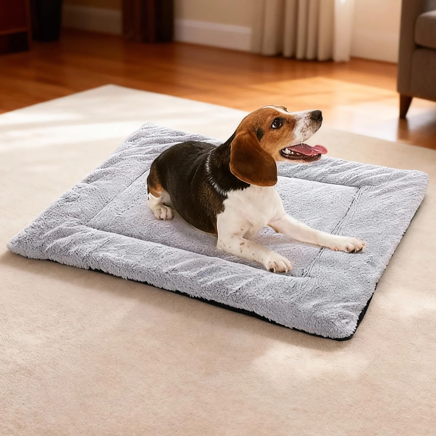 Coussin pour Chien Tapis Animaux Anti Stress Lavable Bleu 55 x 75 cm