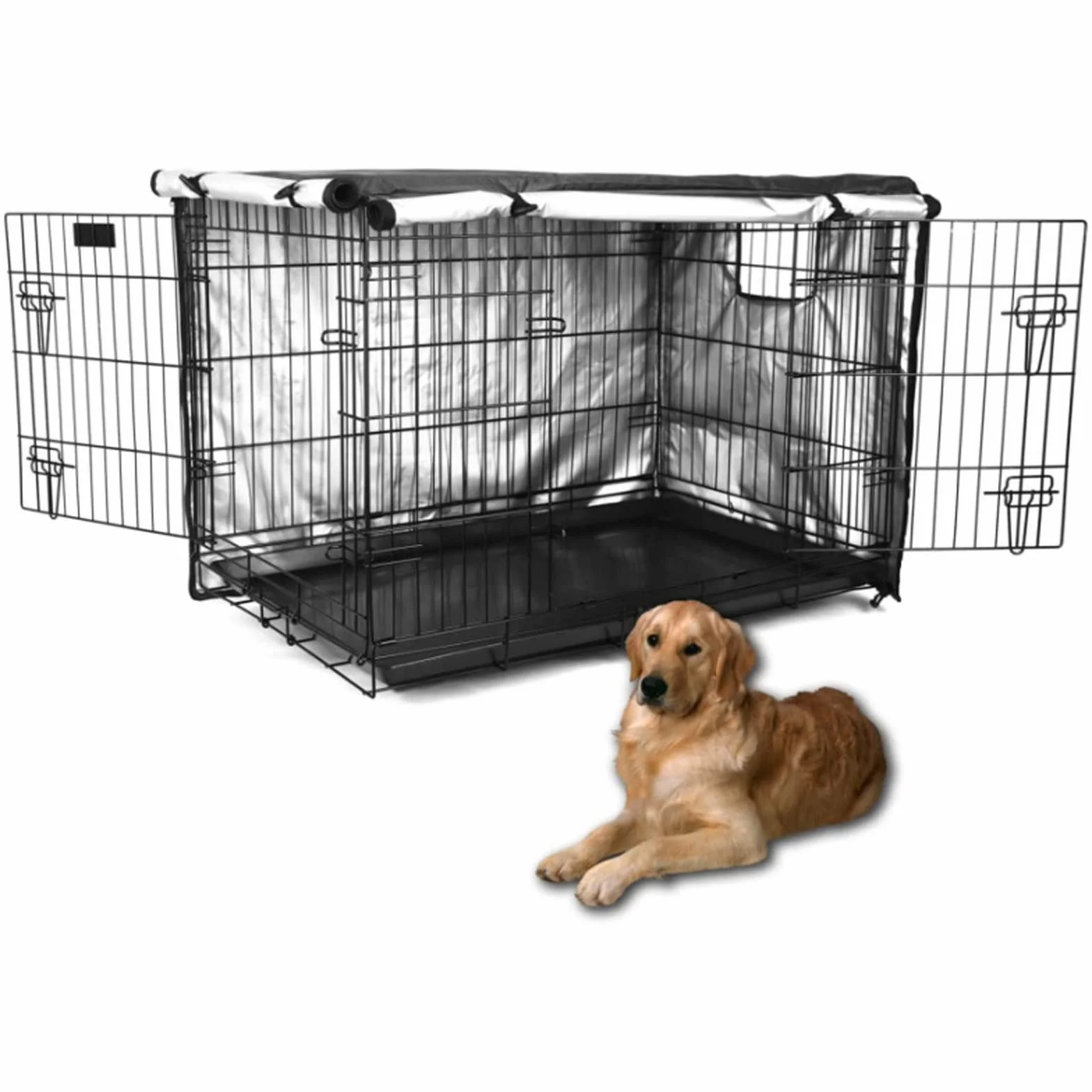Housse de cage pour chien imperméable anti-UV double porte 106,7 cm