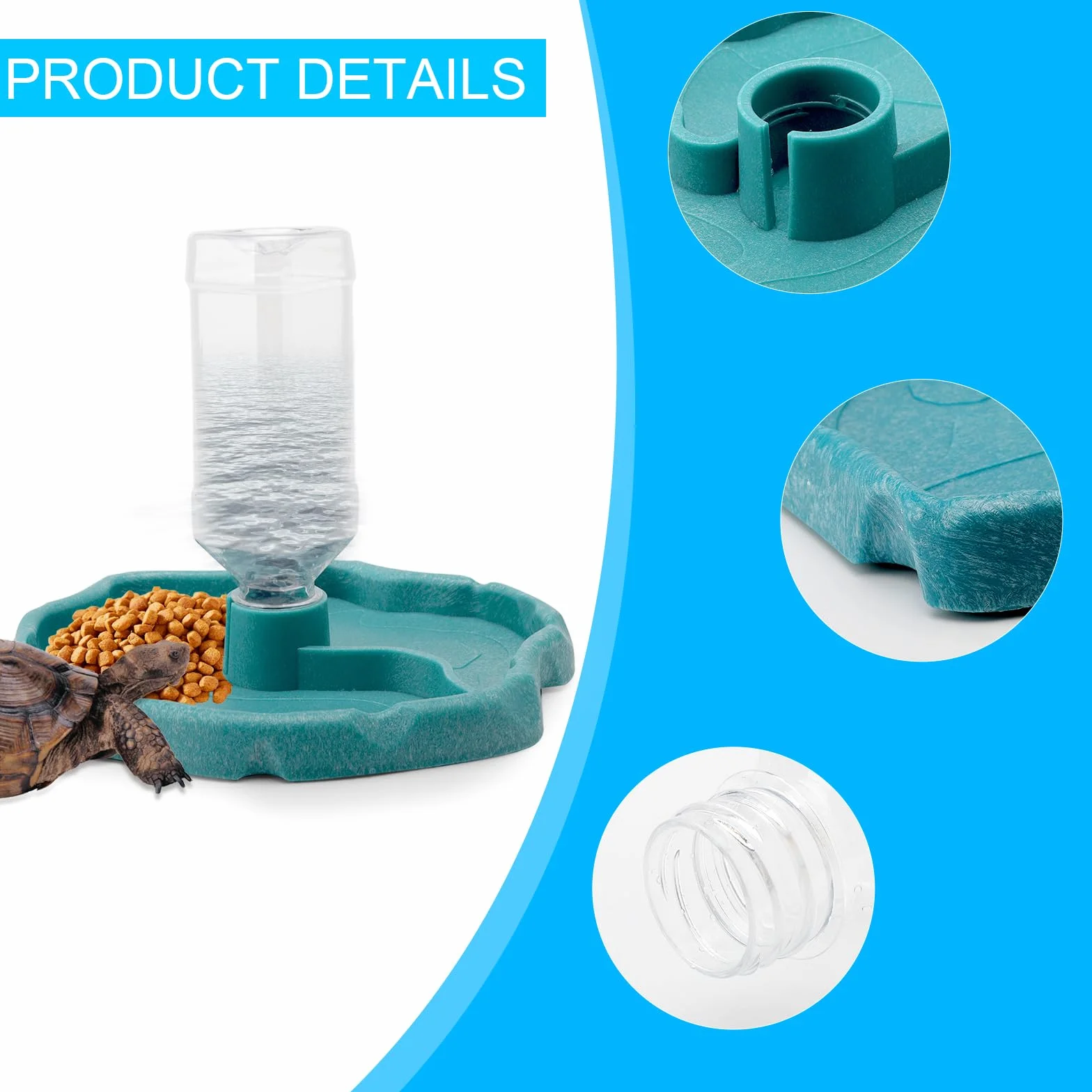 DAWRIS Distributeur d'eau pour Reptile 2 en 1 Abreuvoir Tortue Bols