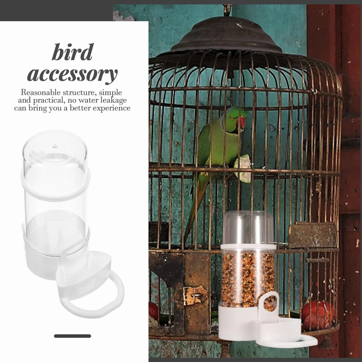Abreuvoir Automatique pour Oiseaux, Distributeur d'Eau par Gravité avec Clip, Plastique Blanc Transparent, 2 Pièces
