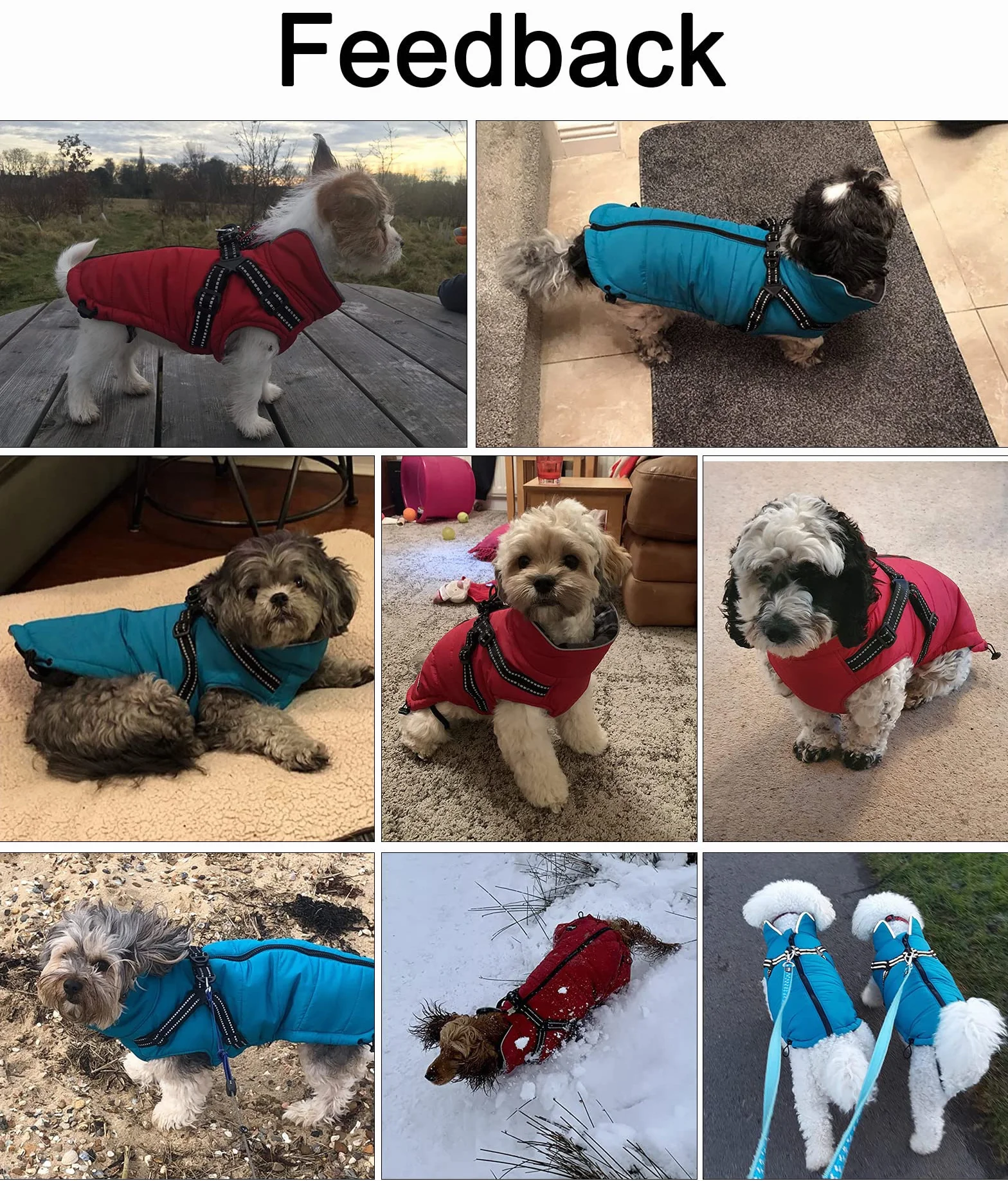 Manteau d'hiver pour Chien avec Harnais Intégré, Veste Polaire Chaud Imperméable Gilet pour Chien, Pull Extérieur Moyenne Petite Chiens Rouge