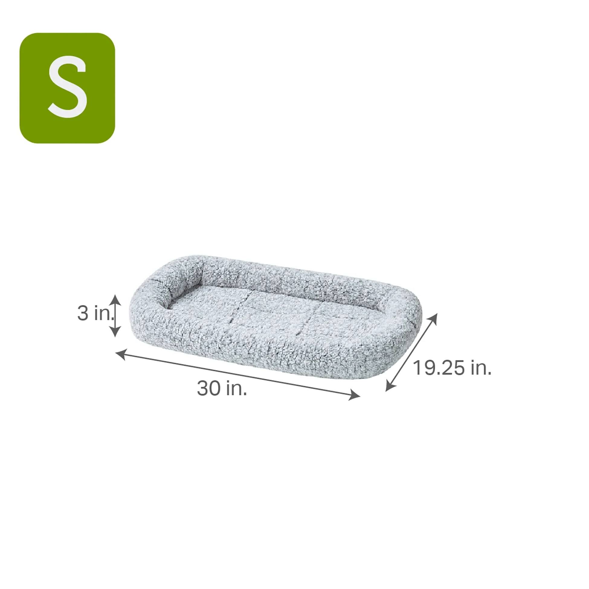 Friends Forever Bolster Tapis de Cage pour Chien, 76,2 cm, Lavable pour lit surélevé et Cage pour Chien, Polaire Sherpa, Gris Nova