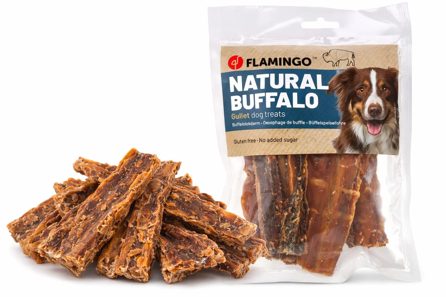 Friandises pour Chien Snack Naturel Œsophage de Buffle Plat 100g sans Gluten sans Sucres Ajoutés sans Additifs