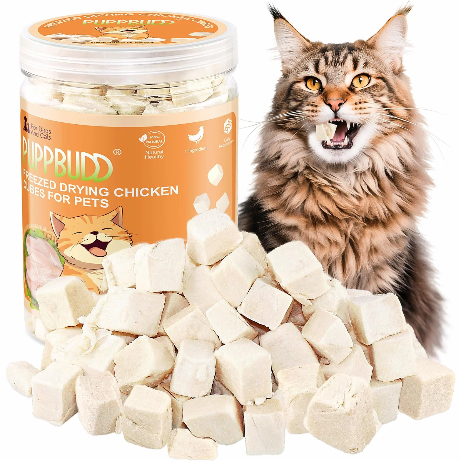 Friandises Lyophilisées pour Chat Poulet 200g Snacks pour Chiens Chats Intérieur