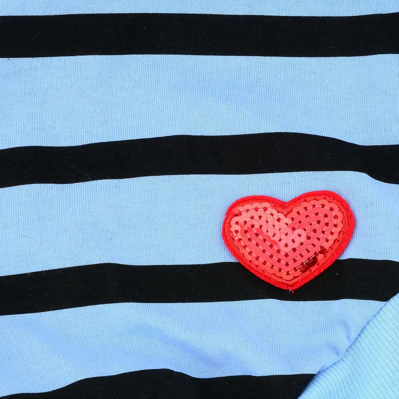 Zunea Chemise Chien T-Shirt Rayures Vêtement Paillettes Cœur Manches Courtes Coton Doux Chihuahua Bleu XS