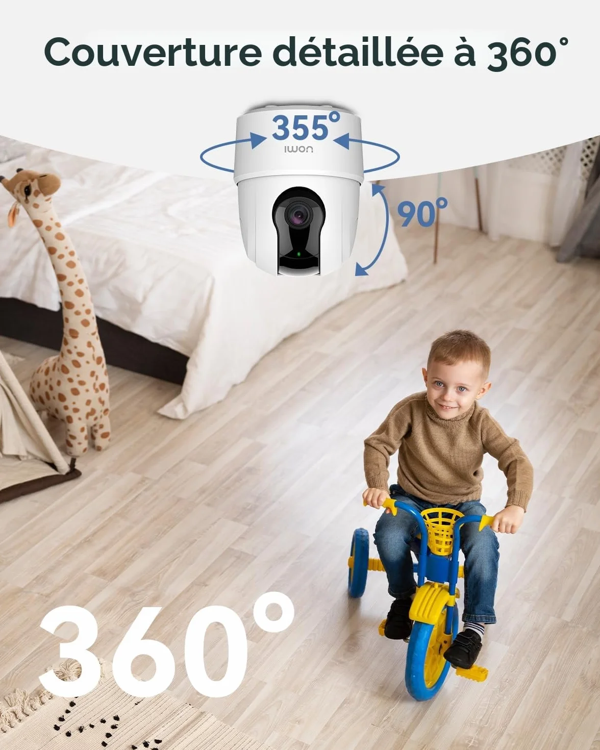 Imou 2K 3MP Caméra Surveillance WiFi Intérieure 360° Connectée Smartphone Détection Humaine AI Suivi Intelligent Sirène Audio Bidirectionnel Compatible Alexa