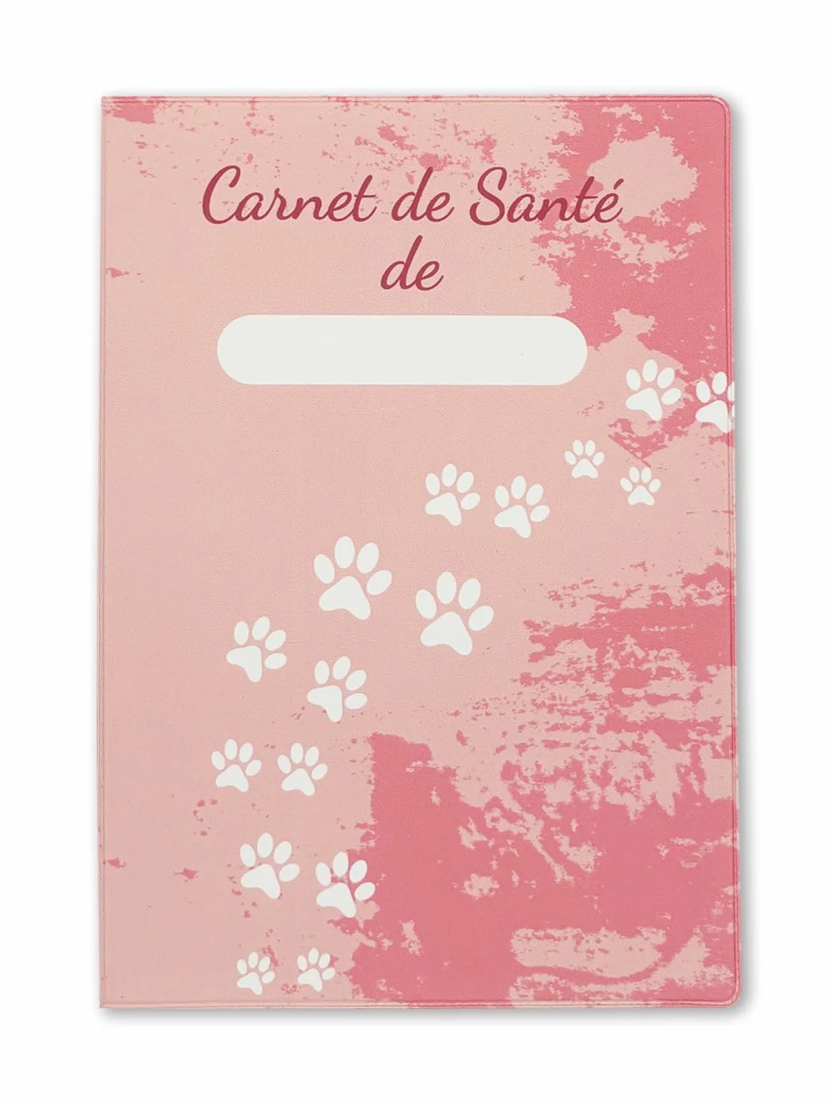Protège Carnet de Santé pour Chats et Chiens - Gomme Expansée - Fabriqué en France - Modèle Empreinte Rose