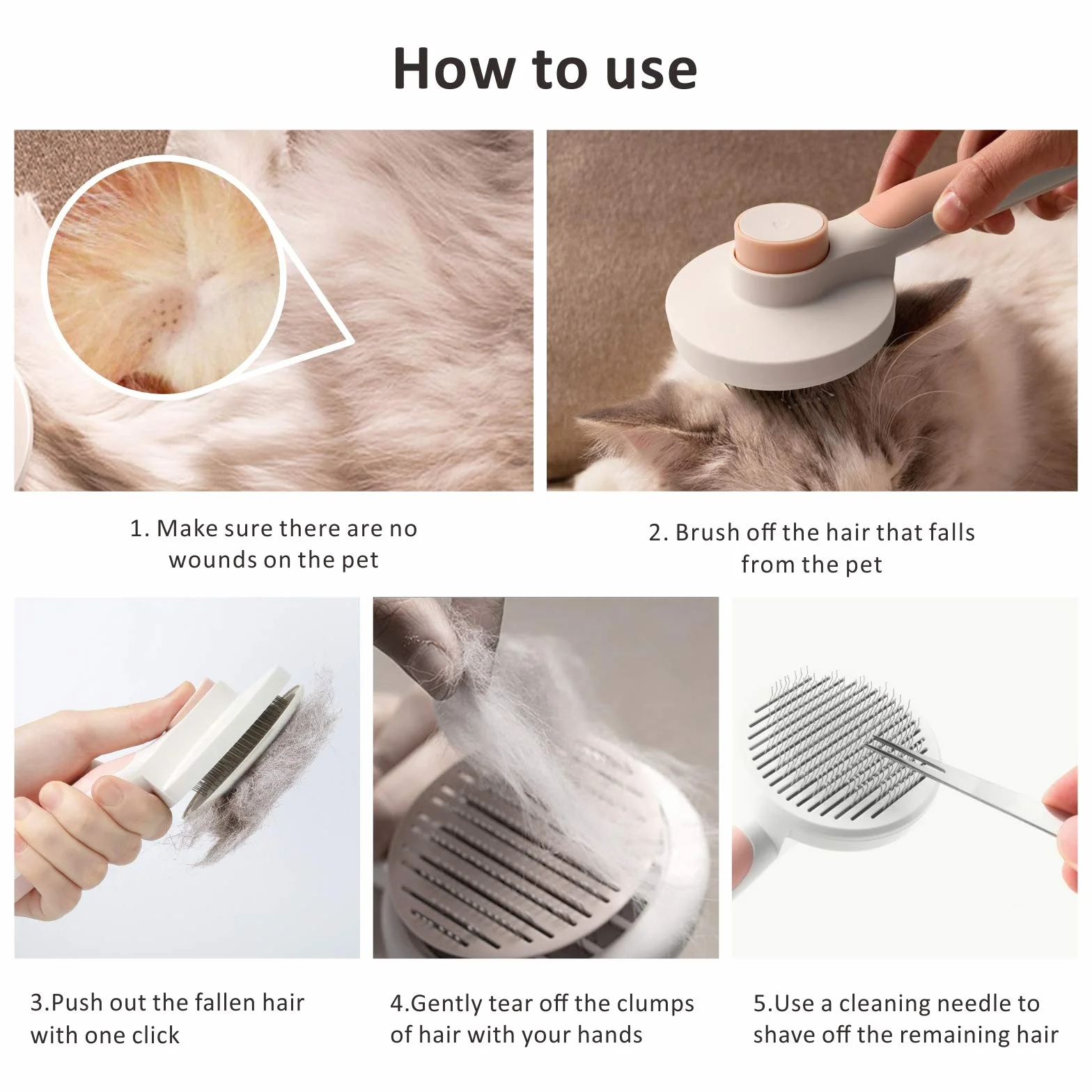 Baytion Brosse Autonettoyante Chiens Chats Long Court Anti-Poil