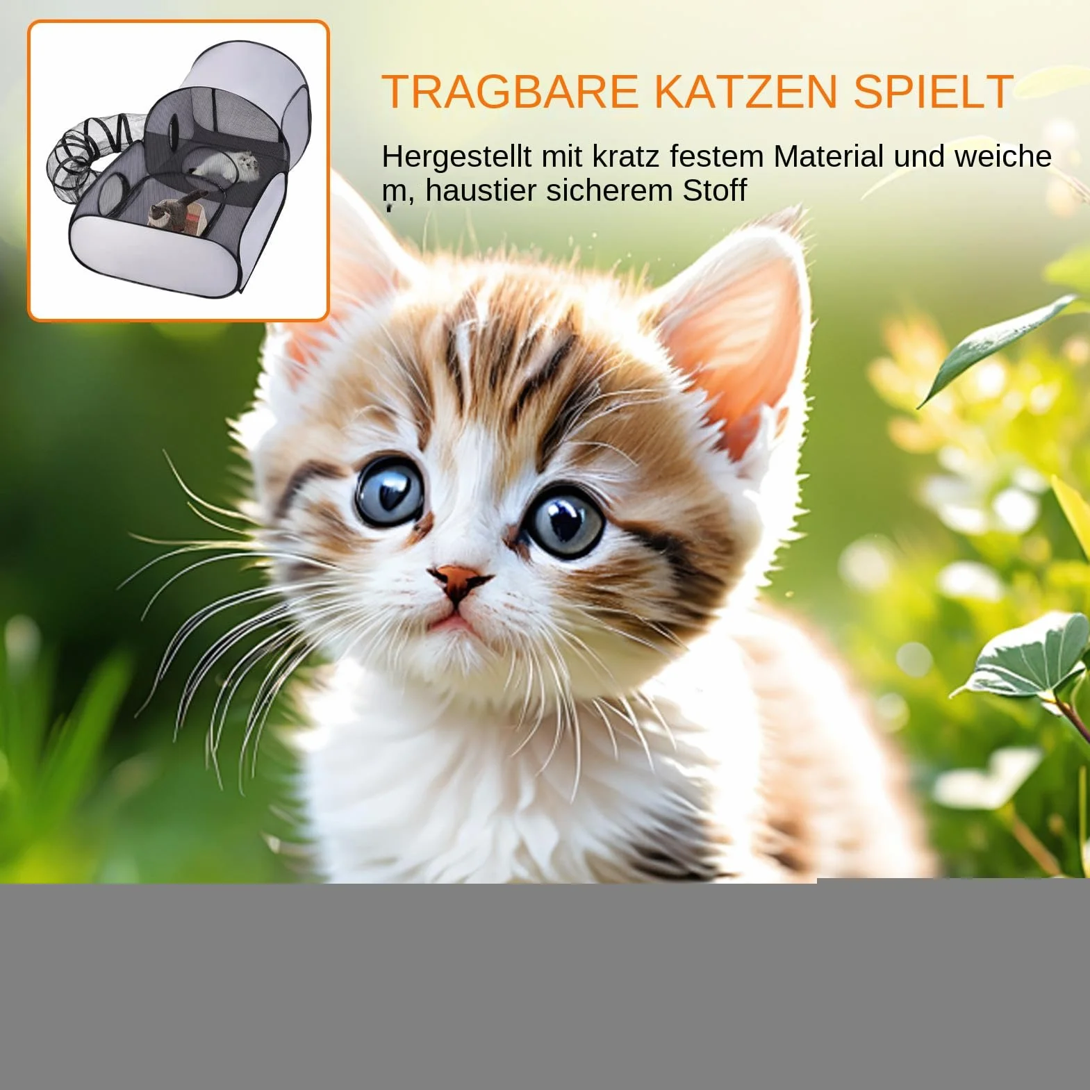 Parc Pliable pour Chat avec Tunnel, Tente Portable pour Petits Animaux Intérieur Extérieur