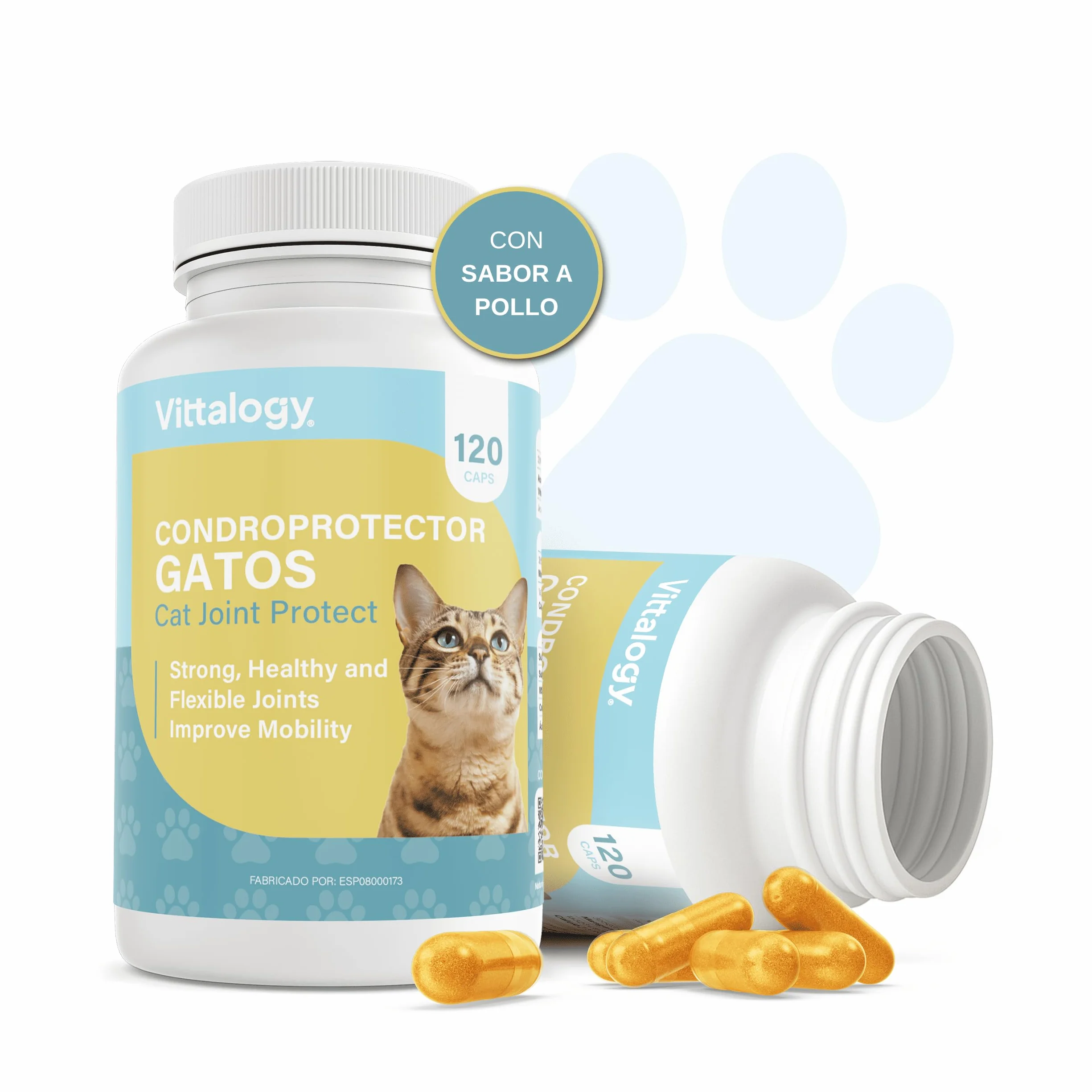 Chondroprotecteur chats anti-inflammatoire naturel collagène chondroïtine hyaluronique curcuma complément alimentaire articulations 120