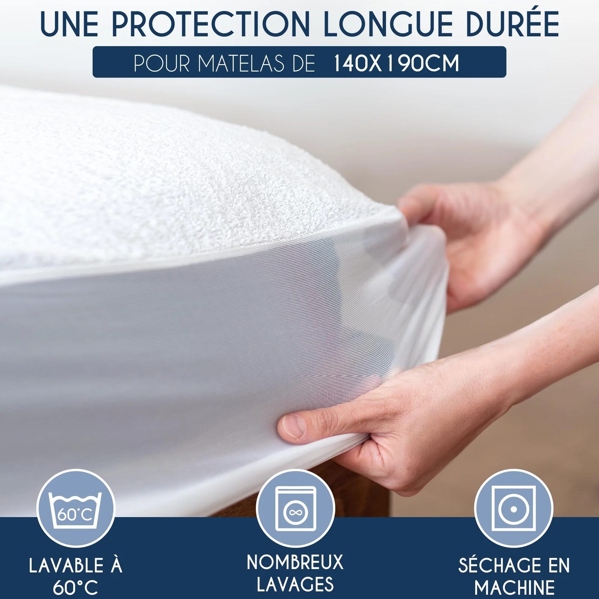 Dreamzie Protege Matelas 140x190 cm Imperméable Hypoallergénique Respirante Certifiée Oeko-Tex