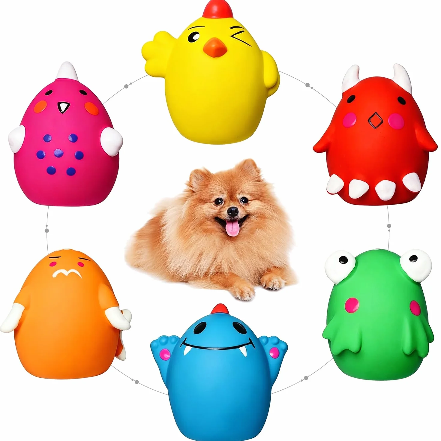 HOLYSTEED Jouet Chien Couineur 6 pièces, Balle Couineuse en Latex pour Petit Chien