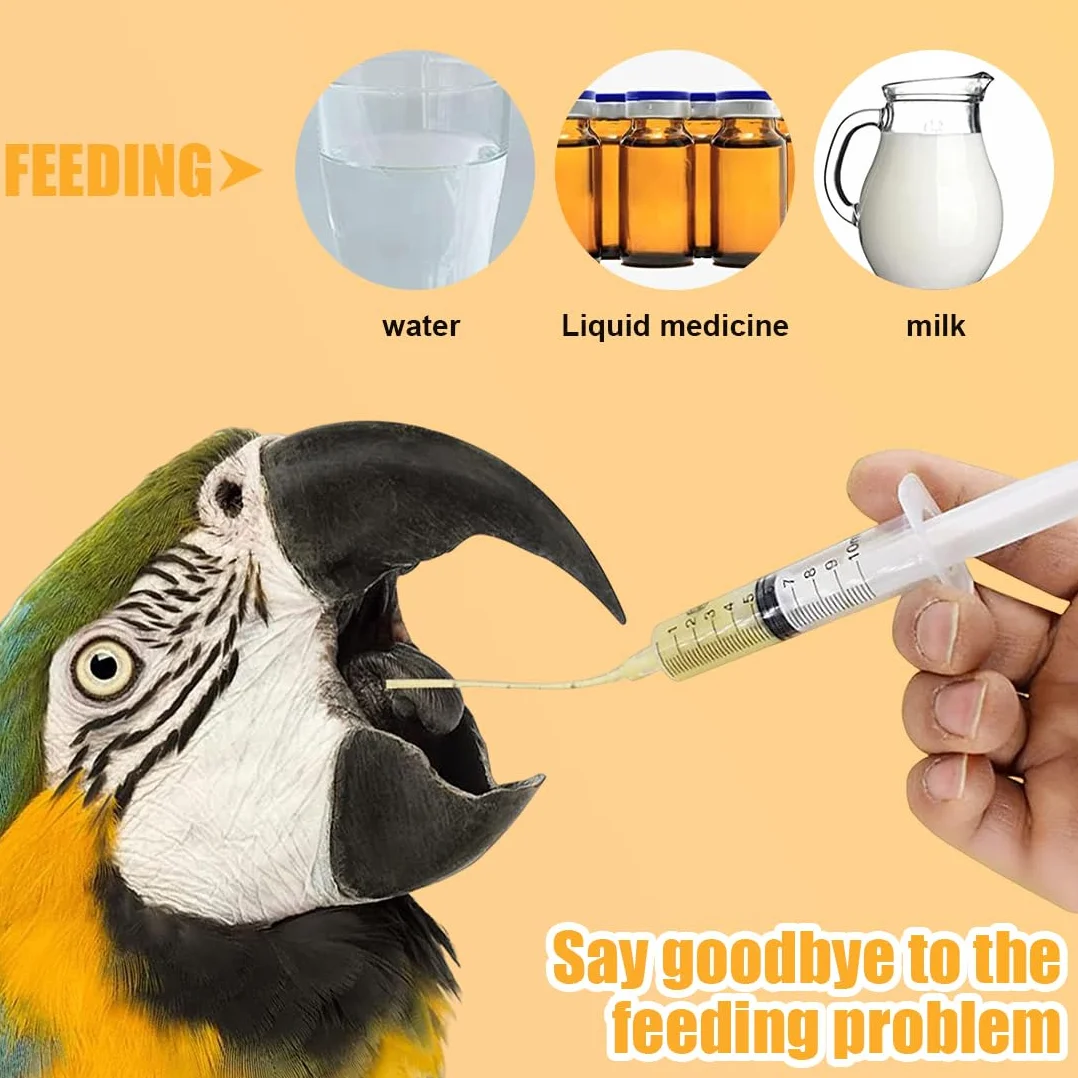 GXGM 1 Jeu Nourrissage Oiseaux, Contient Un Feeder de 3/5/10 ML+Un Cathéter de 8/12/15 cm+3 Cuillères, Convient aux Oisillons et aux Perroquets, Accessoire pour Les Petits Animaux Domestiques