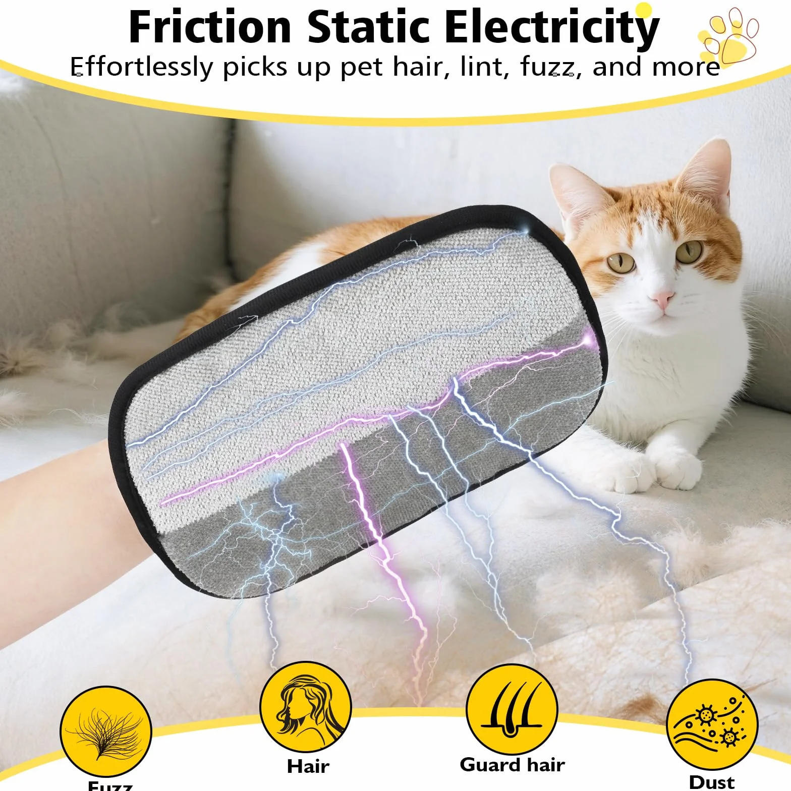 Zivacate Gant Anti Poils Animaux Réutilisable Électrostatique 2 Pièces