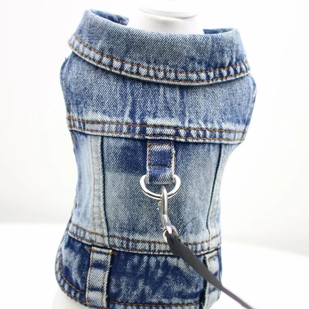 Veste en Jean pour Chien, T-Shirt en Denim Bleu pour Chiot, Vêtements Lavables pour Animaux de Compagnie