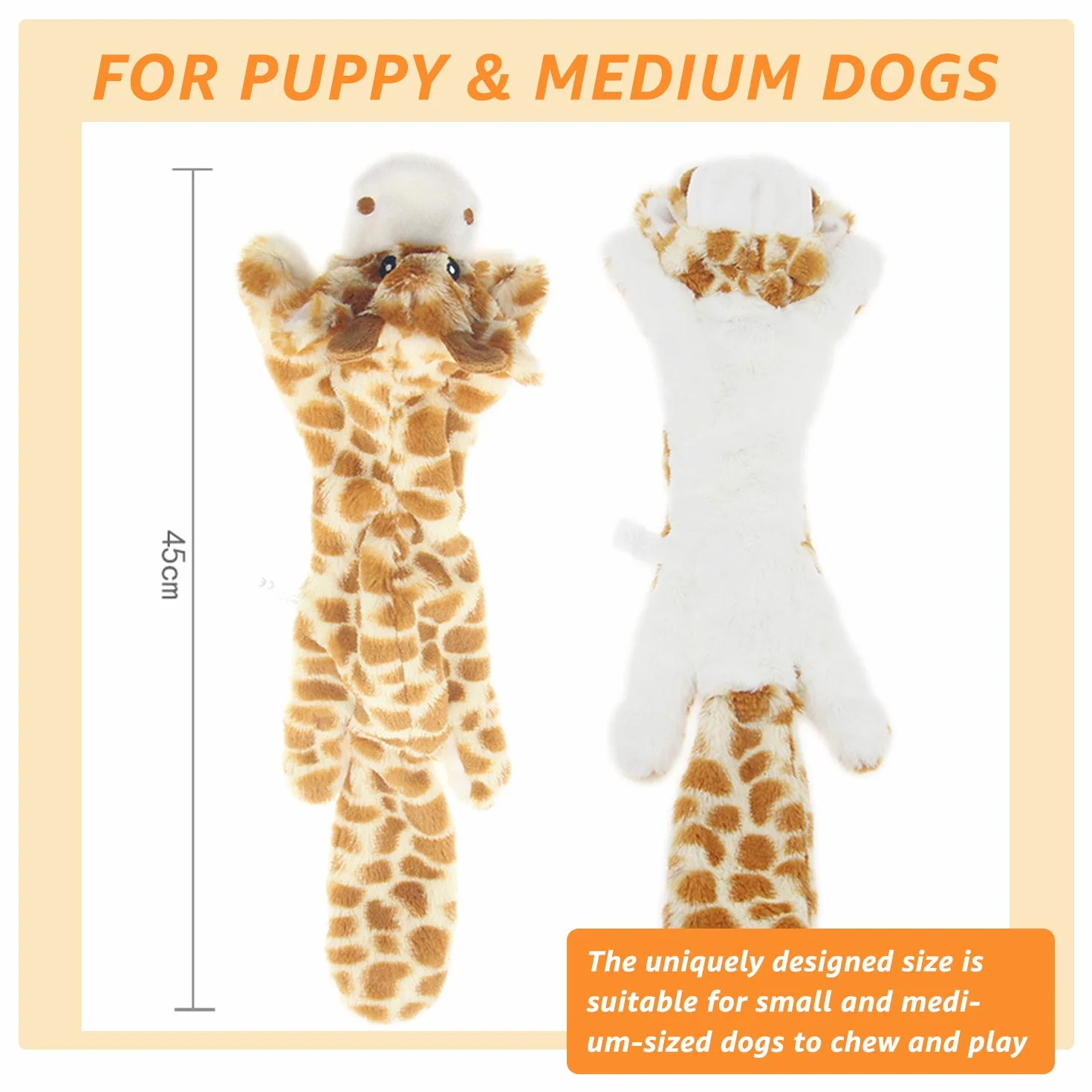Hotype Lot de 2 Jouets Sonores en Peluche pour Chiens, Non Farcis, Sécuritaires à Mâcher, Cerf et Zèbre