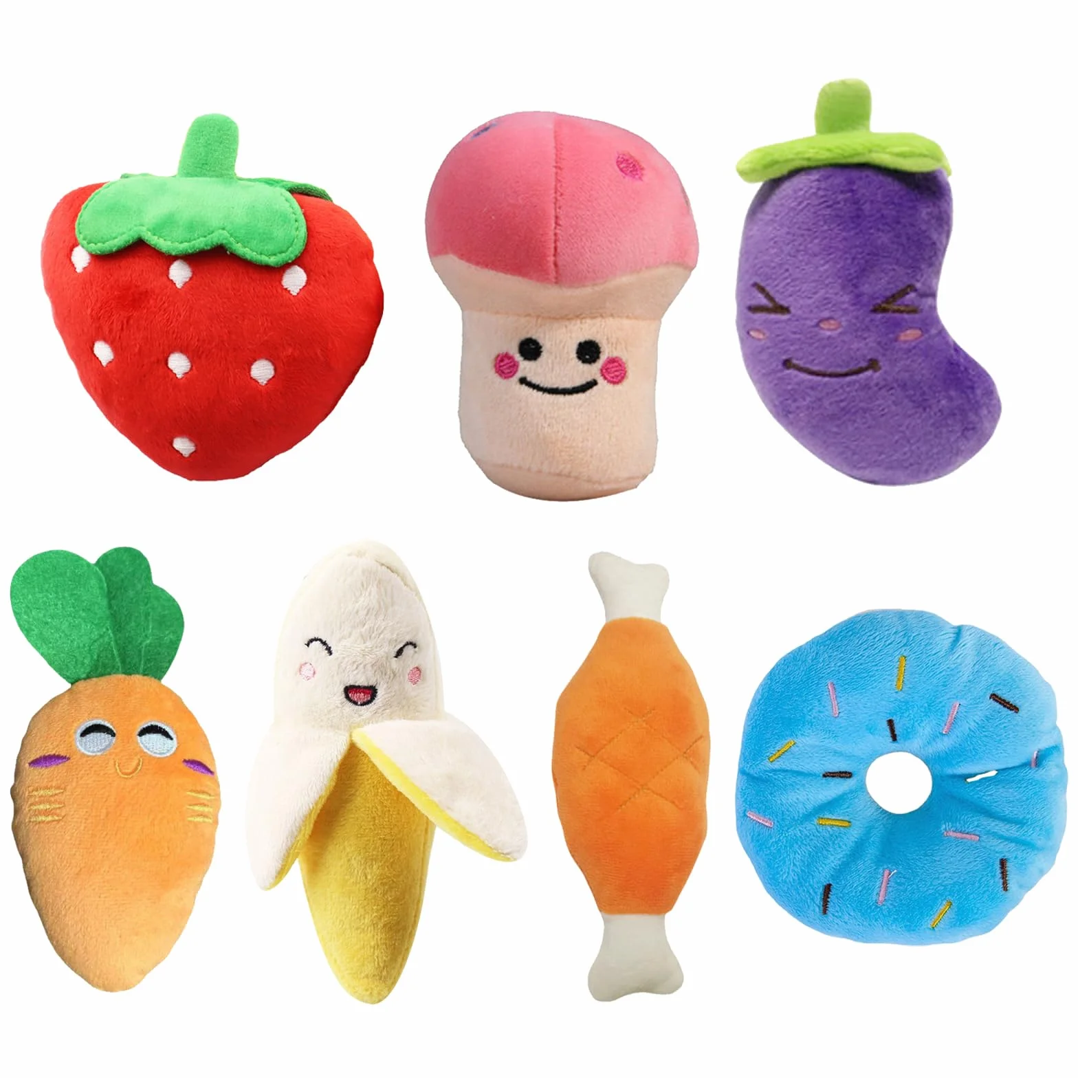 Lot de 7 Jouets Couineurs pour Chien, Jouets Fruits et Légumes pour Petit ou Moyen Chien