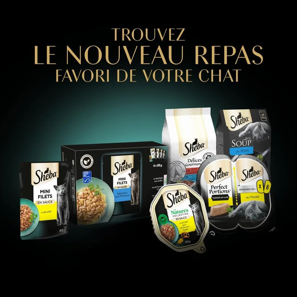 SHEBA Filets Nourriture pour Chat Adulte au Poulet et au Thon en Sauce, 32 x 60 g