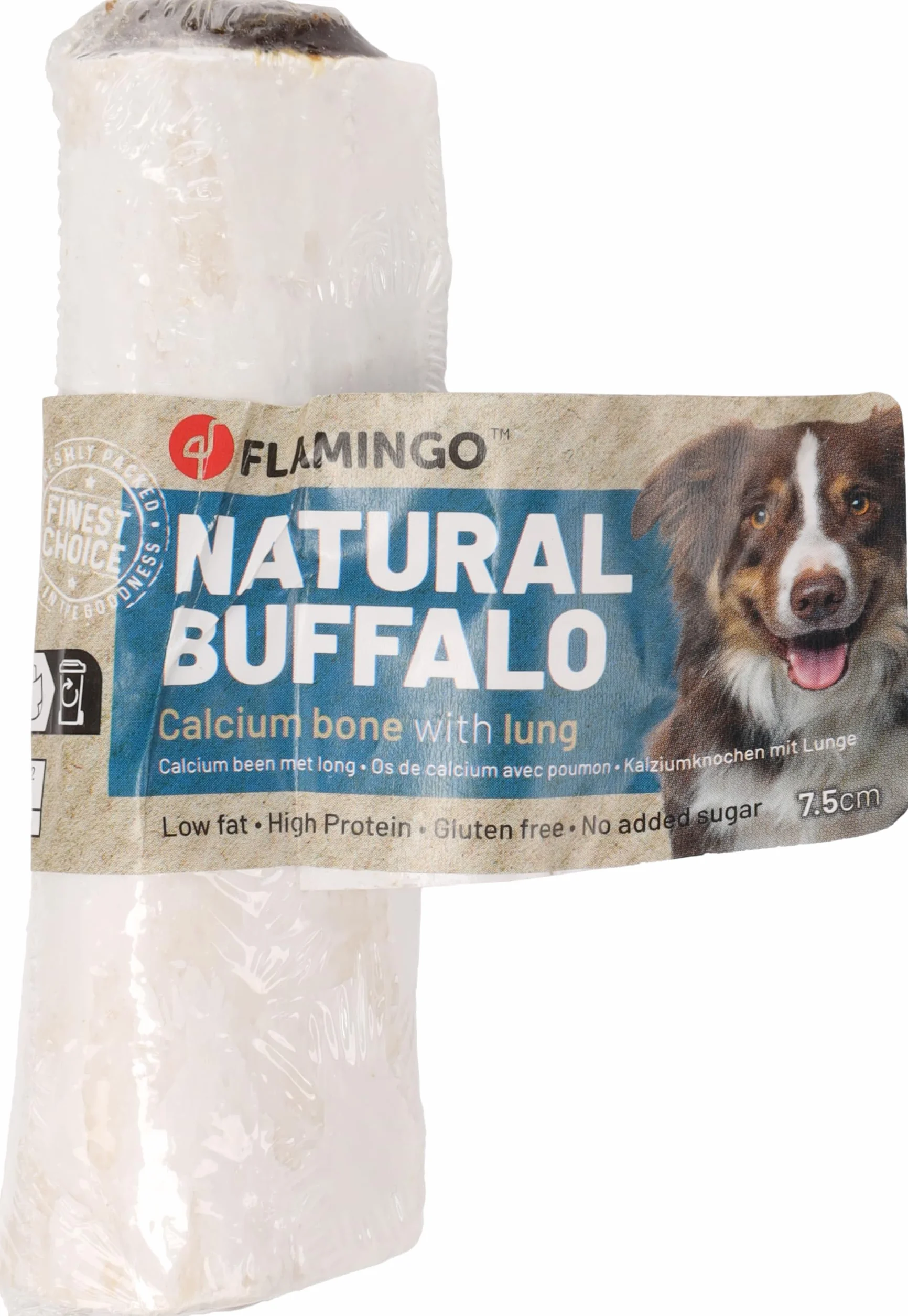 Flamingo Friandise Chien Os de Calcium Buffle 7,5cm 230g Soin Dentaire Naturel