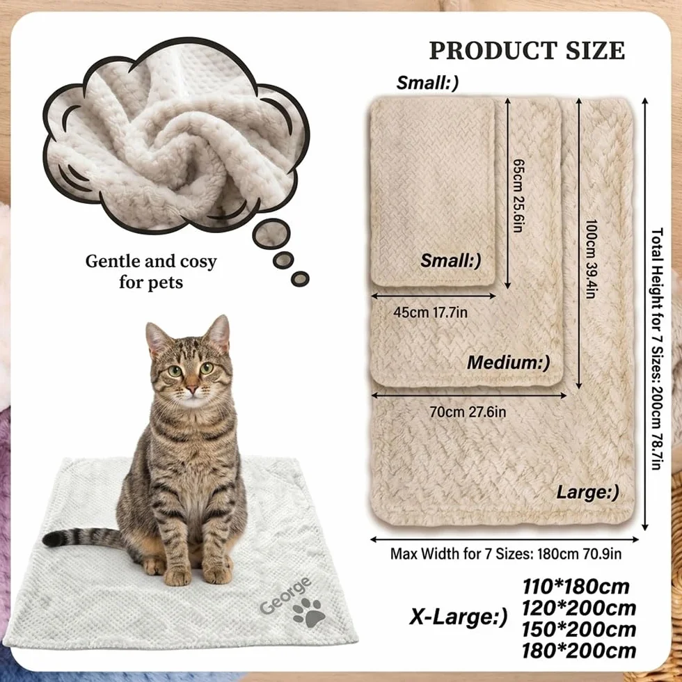 Couverture personnalisée brodée pour Chien avec nom Logo Chats Animaux de Compagnie