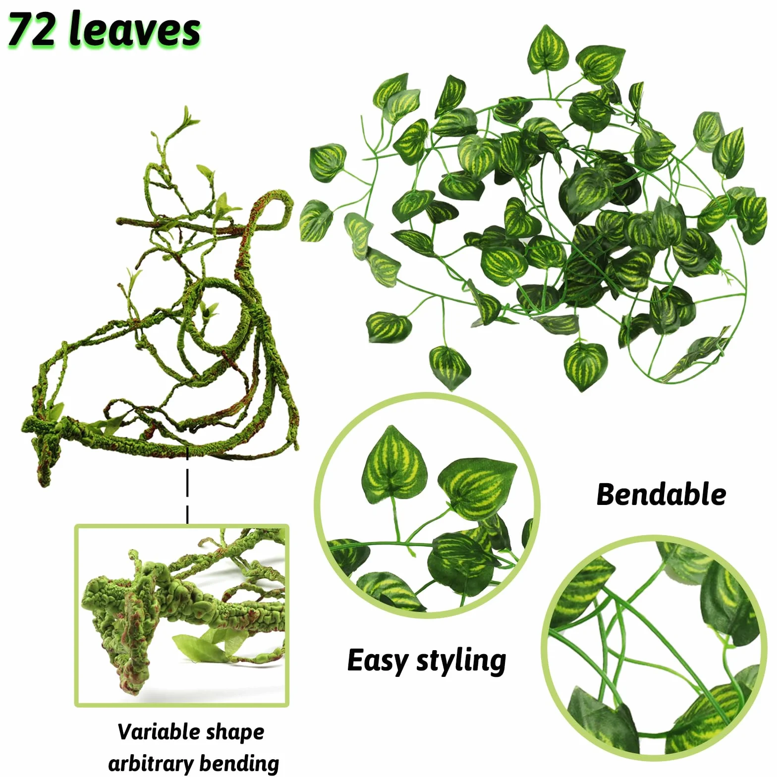QUOZUO Décoration Terrarium Plante Artificielle Branche pour Lézards Escalade Caméléon Gecko