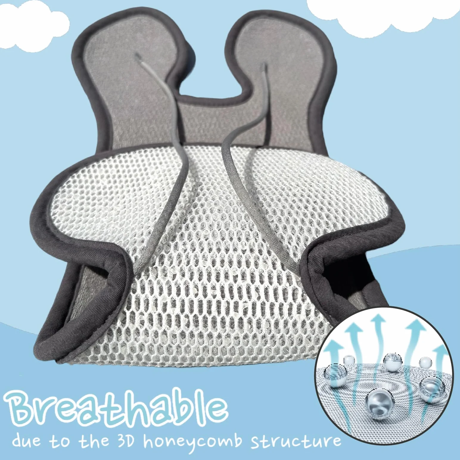 HECKBO Housse de siège été enfant – Coussin respirant anti-transpiration pour siège auto & poussette – Groupe 1 (3 & 5 points) – Gris