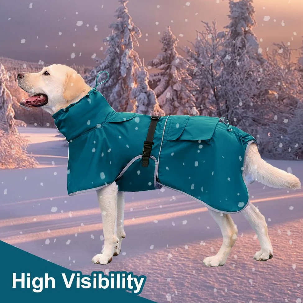 Imperméable pour Chien, Poncho à Capuche Ajustable, Réfléchissant, Léger, pour Chiens de Taille Moyenne à Grande (Bleu, 7XL)