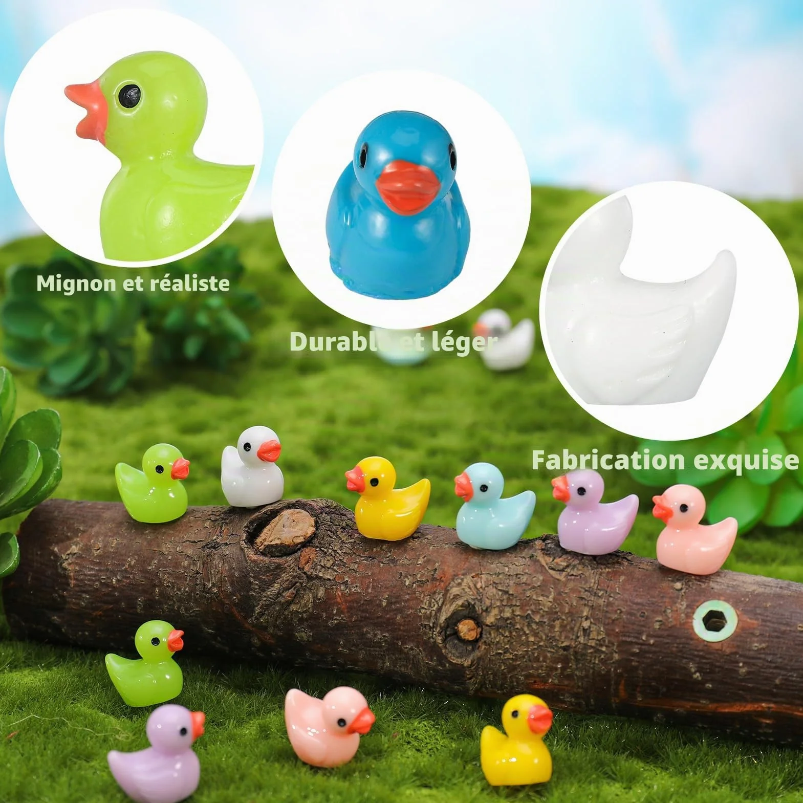 Lot de 100 Mini Canards en Résine 10 Couleurs Canards Miniatures pour Aquarium Jardin Paysage