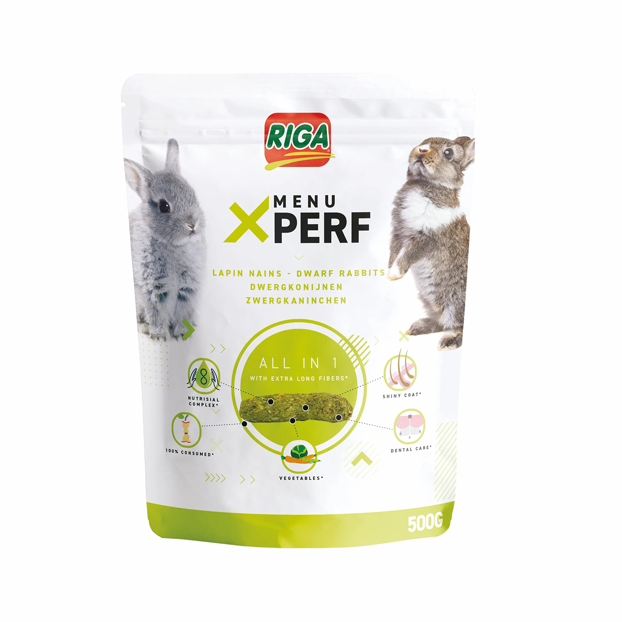 Riga Menu X'Perf Aliment Complet Lapins Nains 500G Fibres Prébiotiques