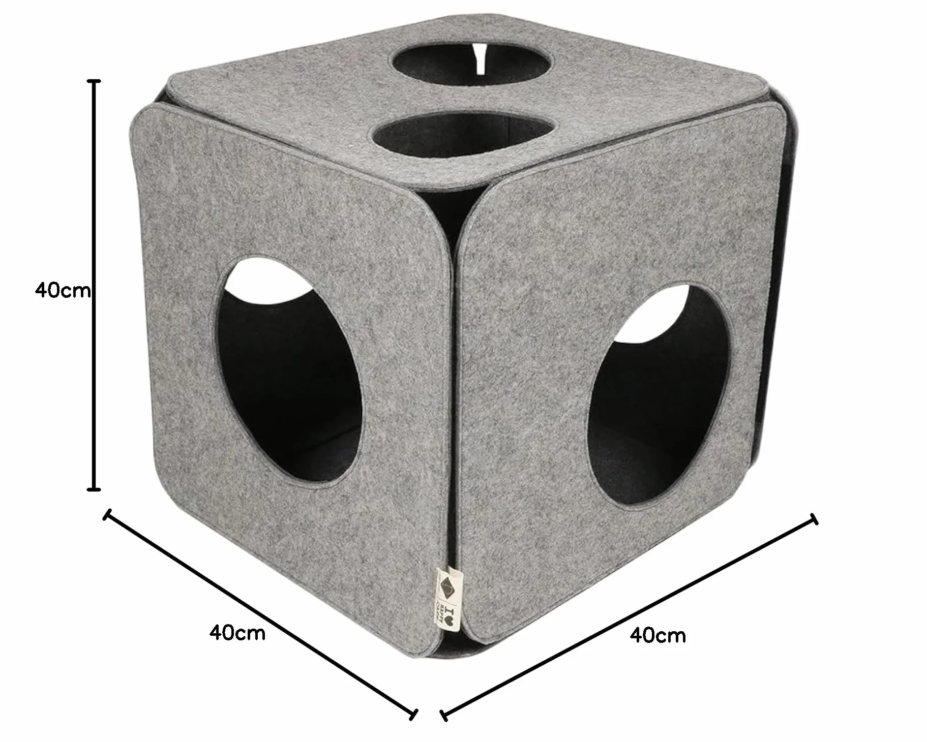 D&D Home Cube de Jeu en Feutre pour Chat Gris 40 x 40 x 40 cm