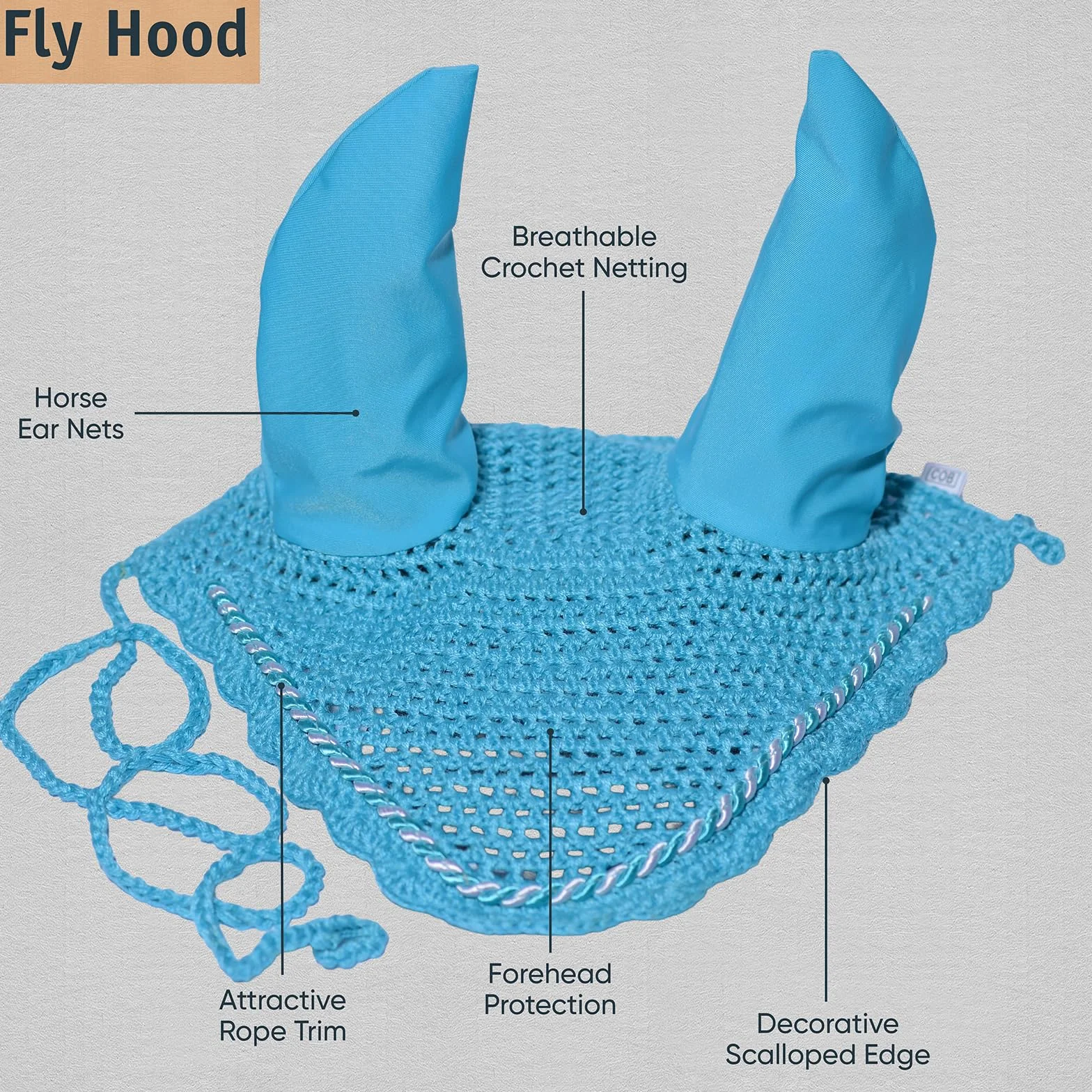 Spire Bonnet de protection d’oreille en coton doux pour cheval Poney Bleu ciel