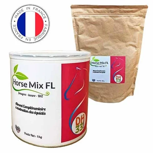 Horse Mix FL Cheval 900 g Fenugrec Levure de Bière Vitamine B12 Complément Naturel Chevaux Maigres