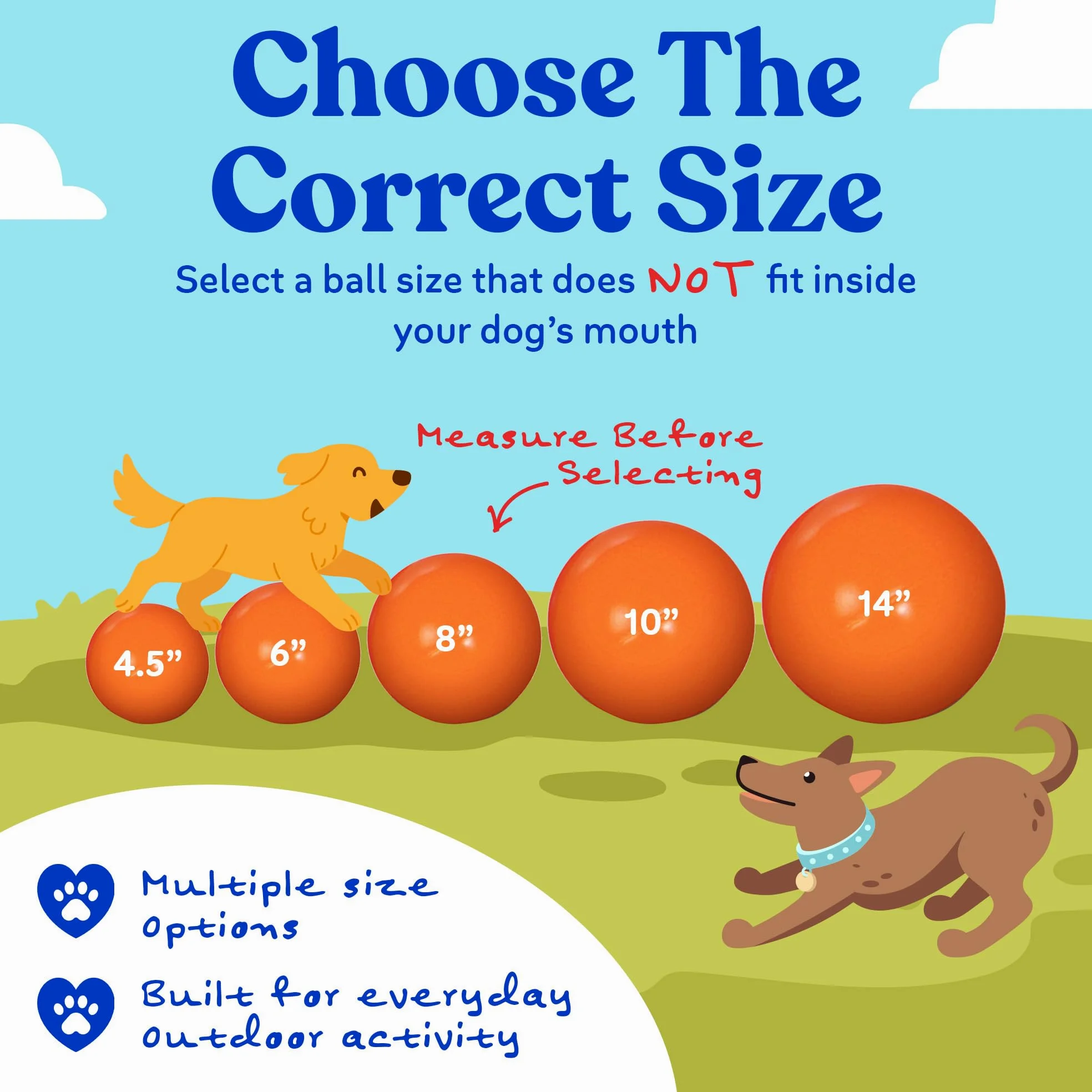 Doggie Dooley Balle pratiquement Indestructible pour Chiens, 35,6 cm (Les Couleurs Peuvent Varier