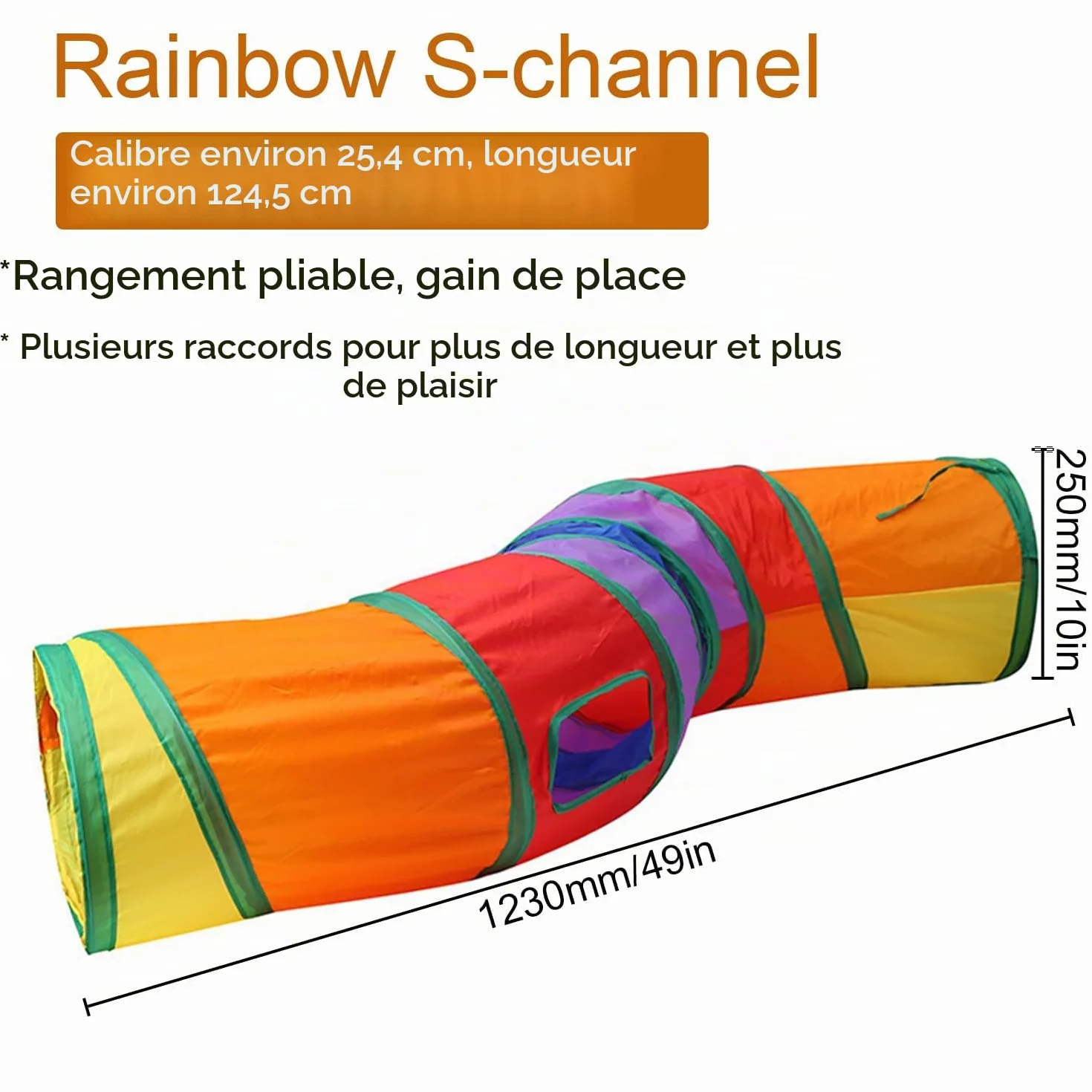 Jouet Tunnel pour Chat Interieur 2 Voies Pliable S-Tunnel pour Chaton Chien Lapin