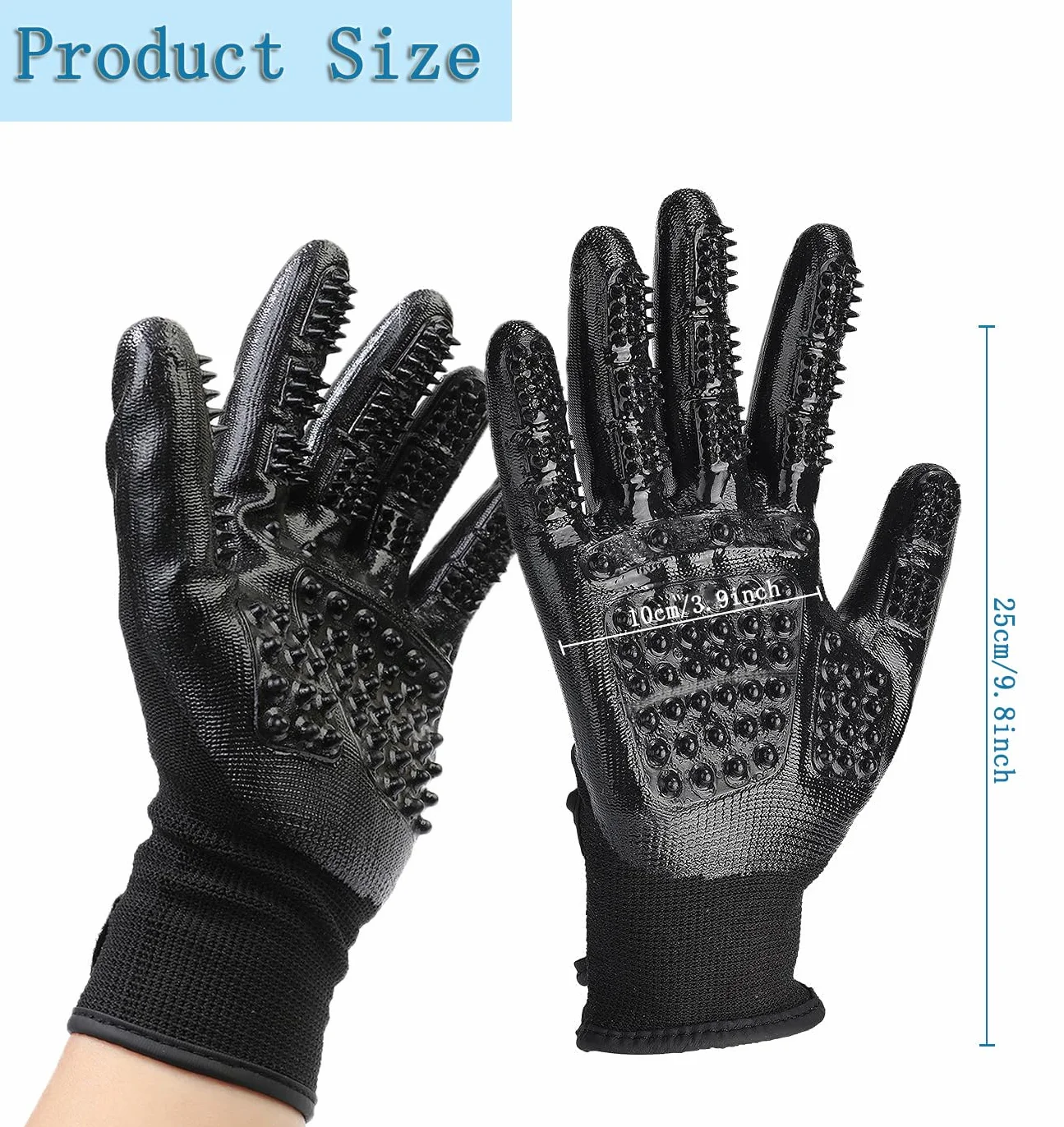 Gants de toilettage pour chien brosse de massage multifonctionnelle en caoutchouc respirant pour chiens chats chevaux fourrure longue courte