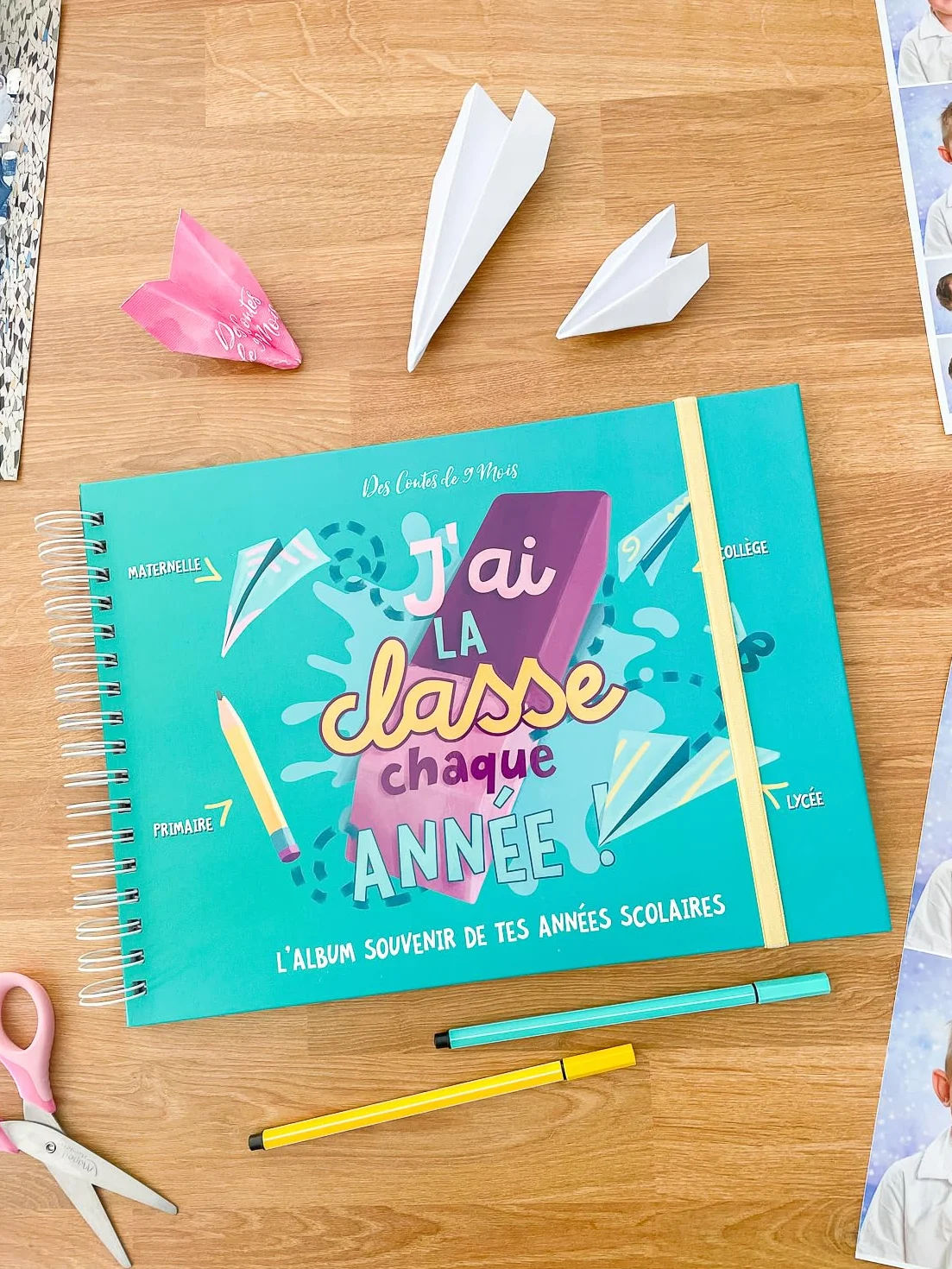 Album photo de classe souvenirs d'école maternelle primaire collège lycée 76 pages design ludique BONUS brèves éducatives Vert