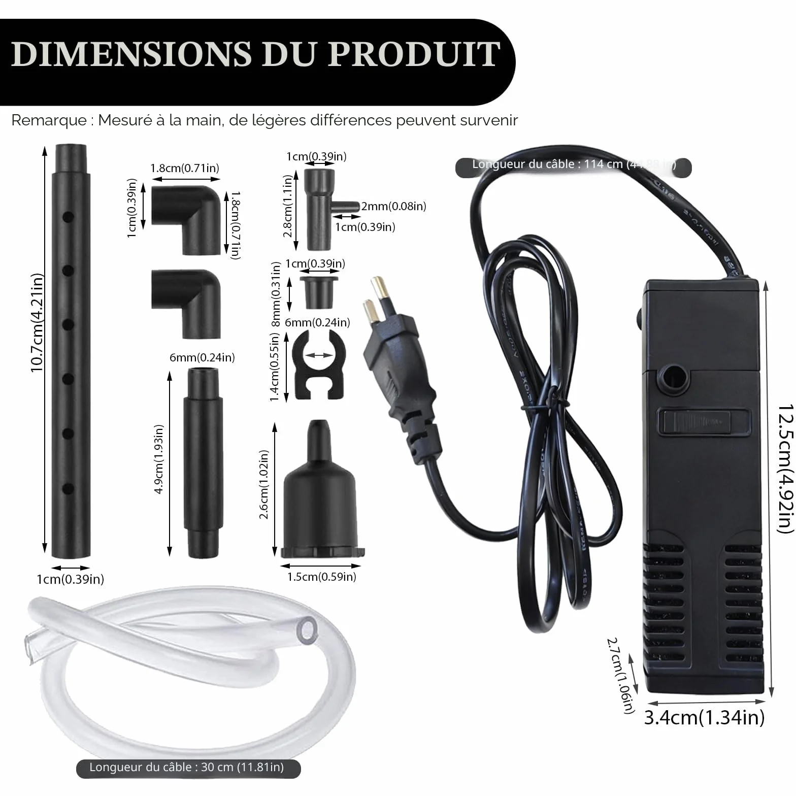 Filtre Intérieur pour Aquarium 20-40L 3 en 1 Pompe Double Filtration Silencieux Eau Douce Salée