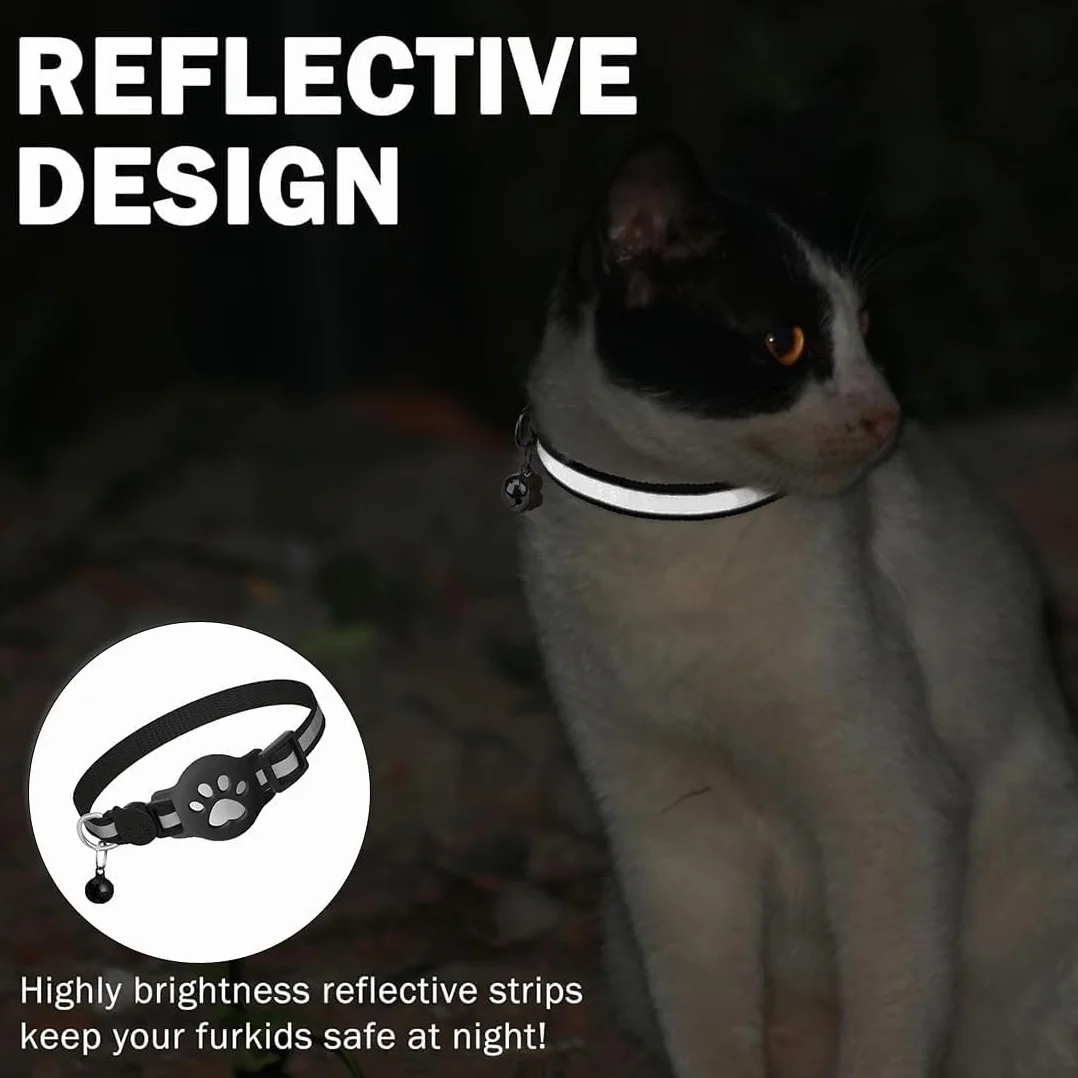 Collier GPS Chat sans Abonnement Traceur Animaux Localisation Temps Réel Étanche Léger Ajustable 19-32 cm Noir