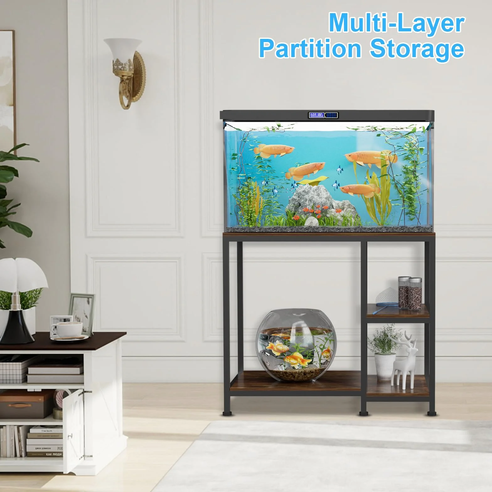 VyGrow Support pour Aquarium 40 Gallons, Robuste 93 x 47 x 80 CM, Étagères en Bois, Capacité 330KG