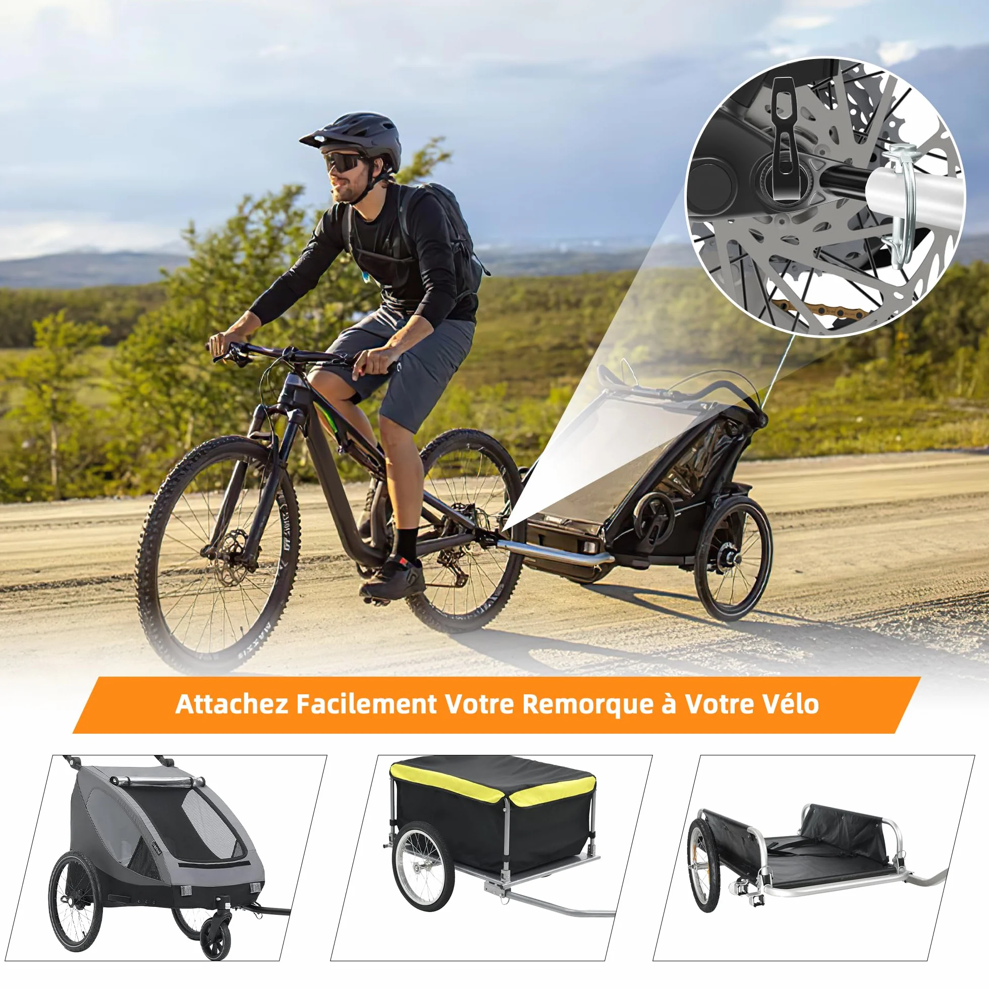 Attelage de Remorque de Vélo 11.5 mm, Adaptateur pour Remorque pour Chien, Noir