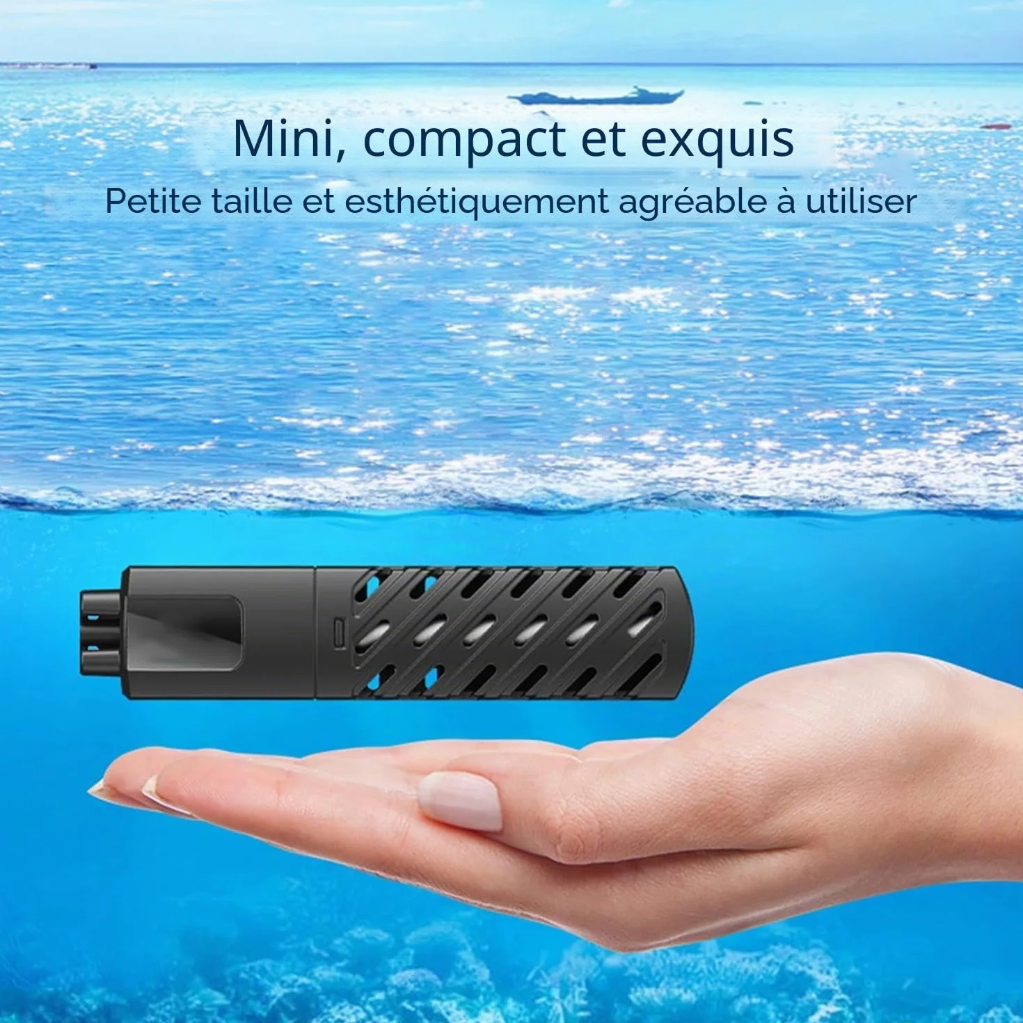 GERUI Mini chauffage d'aquarium 75 W 40 L, 100-240 V 50/60 Hz, plage de contrôle de la température : 20 ℃ -34 °C, utilisé pour aquarium et aquarium PTC, isolation automatique constante de la