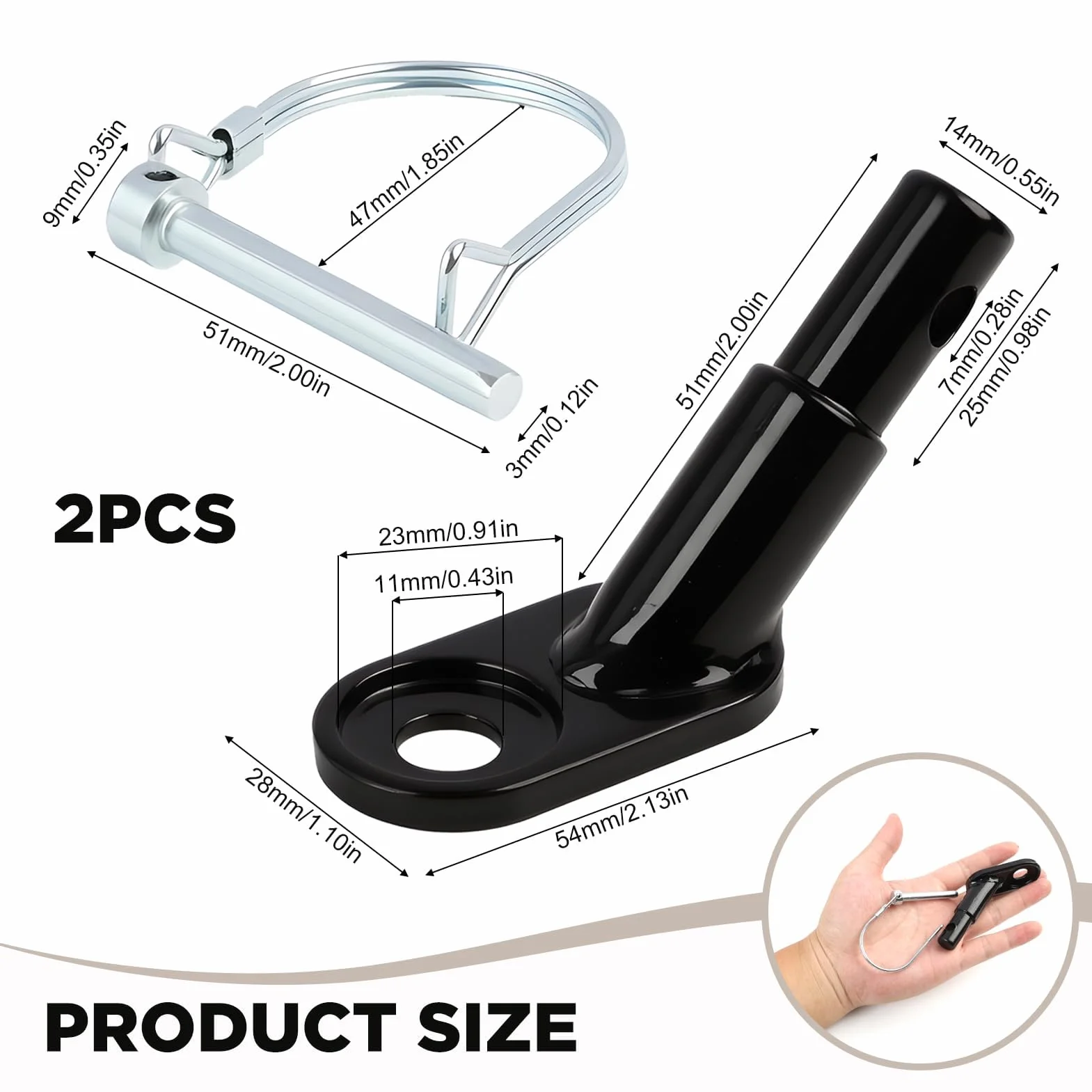 Attache Remorque Vélo Universelle avec Goupille de Sécurité, Fixation en Acier Allié