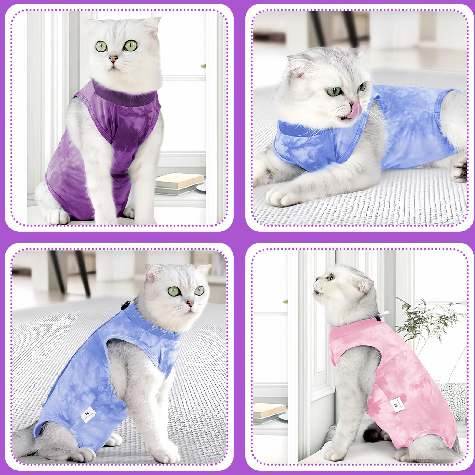 Combinaison de Récupération Chat Gilet Chirurgical Anti-Léchage Post Opératoire Rose M