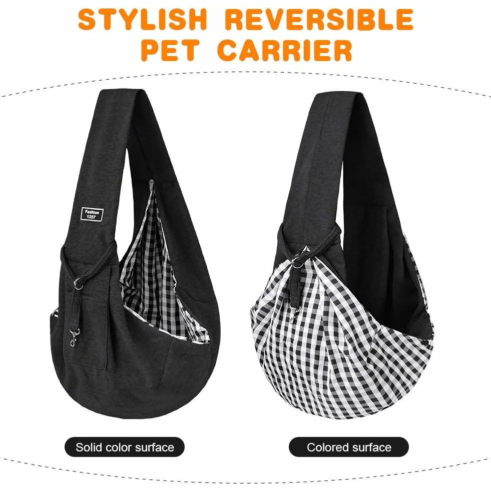 Sac de Transport pour Chien Chat, Sac à Bandoulière Réglable Mains Libres pour Animaux jusqu'à 5kg, Gris Foncé