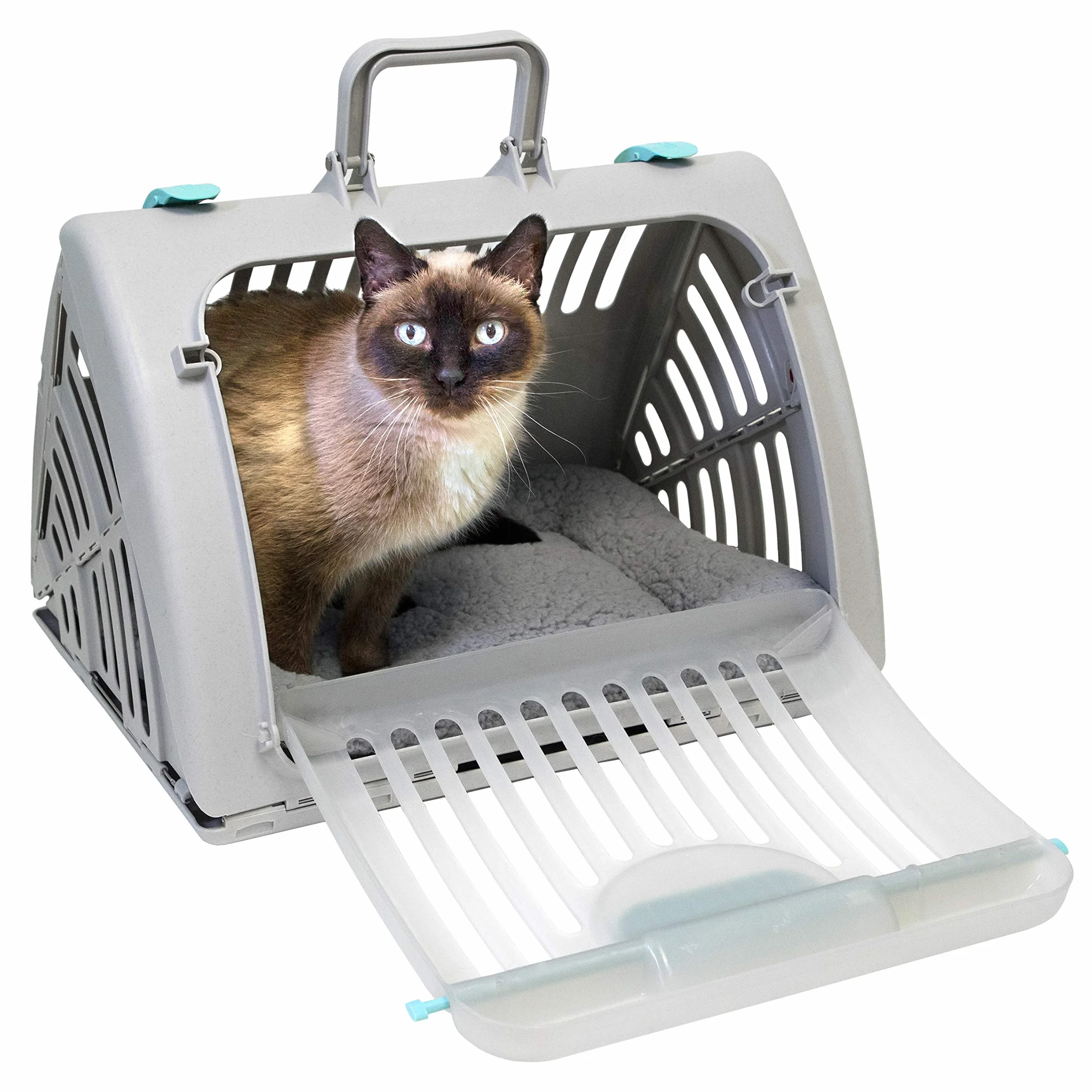 SportPet Designs Sac de Transport Pliable en Plastique pour Chat Gris avec Lit Imperméable