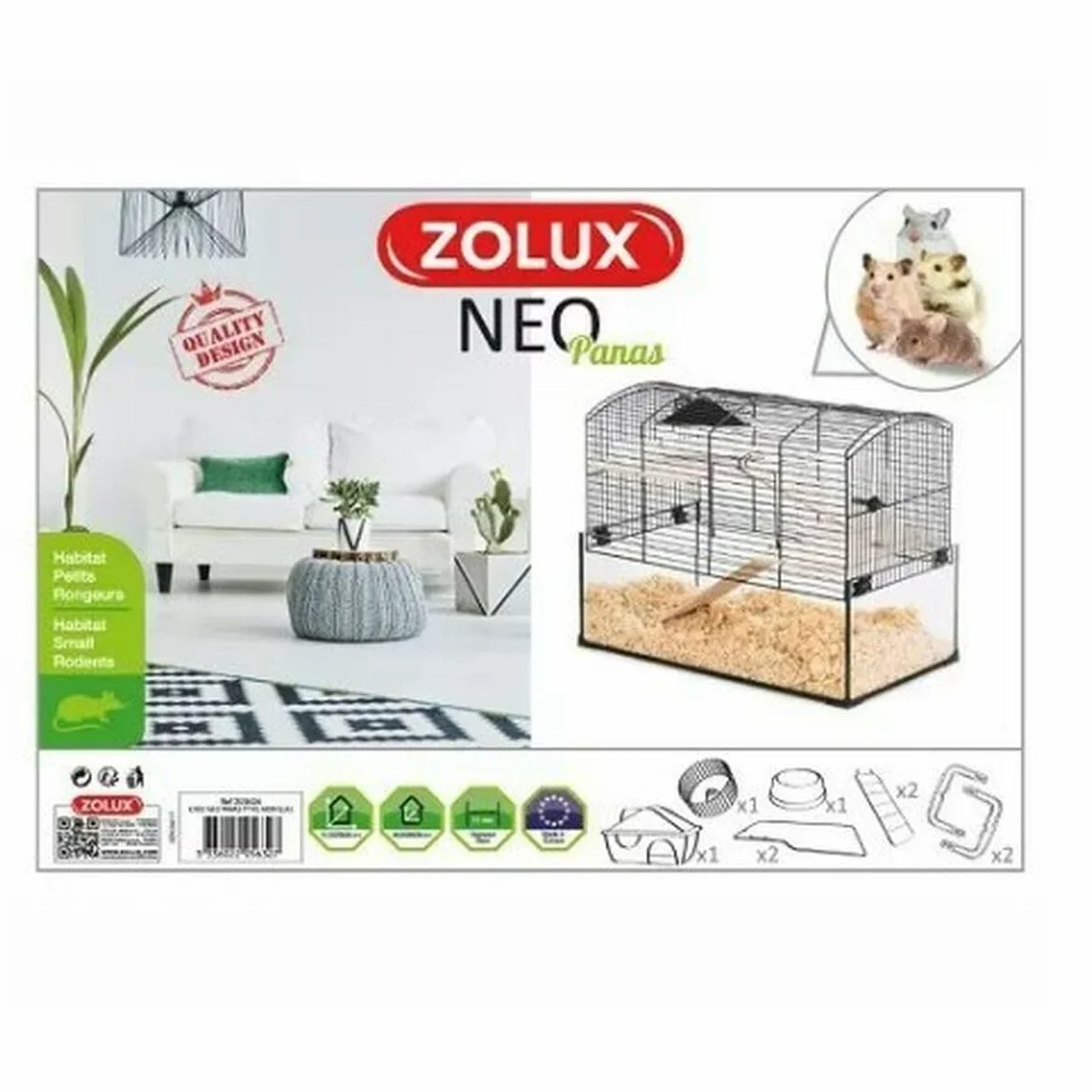 Zolux Cage Neo Panas Petit Rongeur L 52 X P 28.5 X H 40 Cm Noire