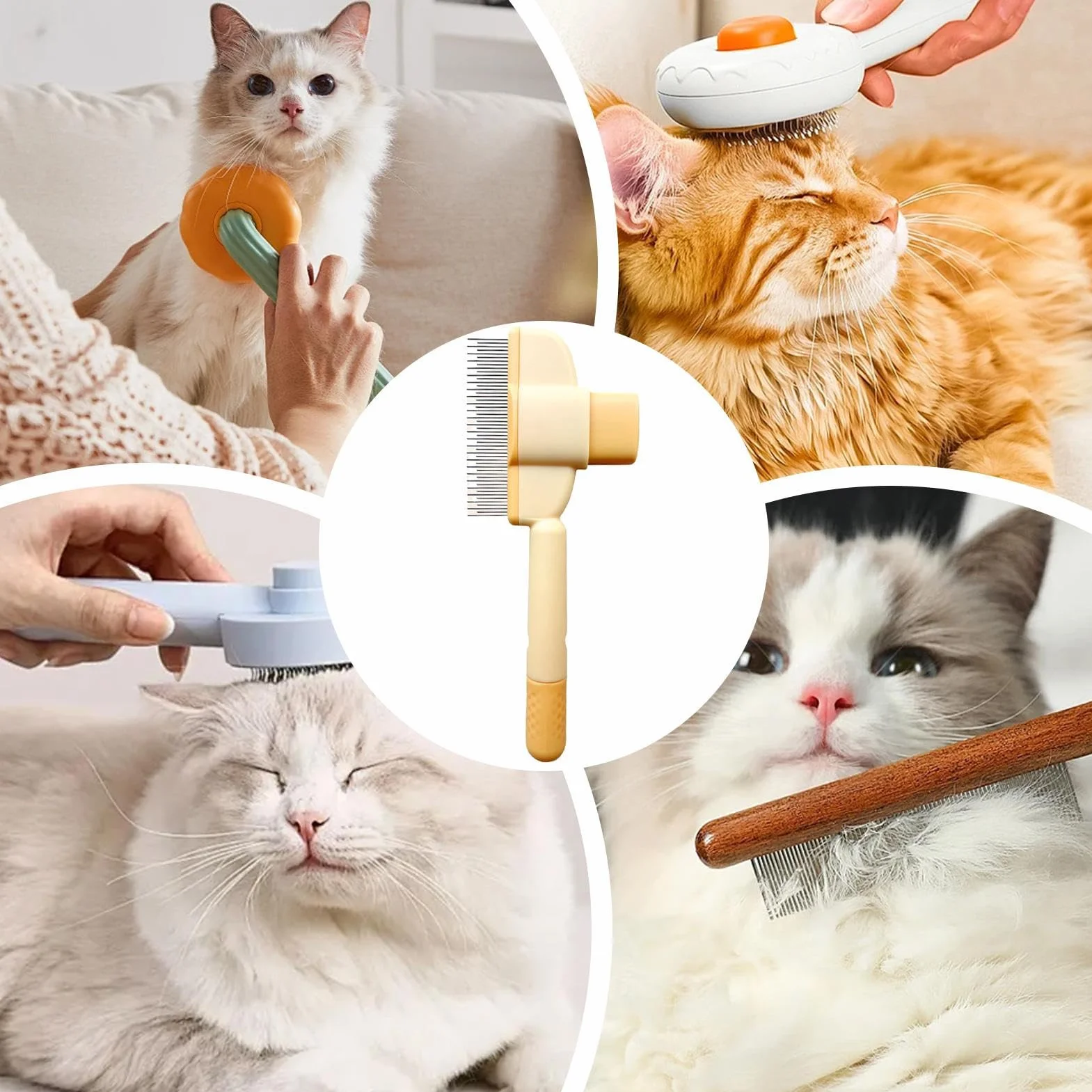 Brosse pour chat et chien - Peigne autonettoyant d'épilation avec bouton de déverrouillage - Brosse de toilettage poils longs et courts