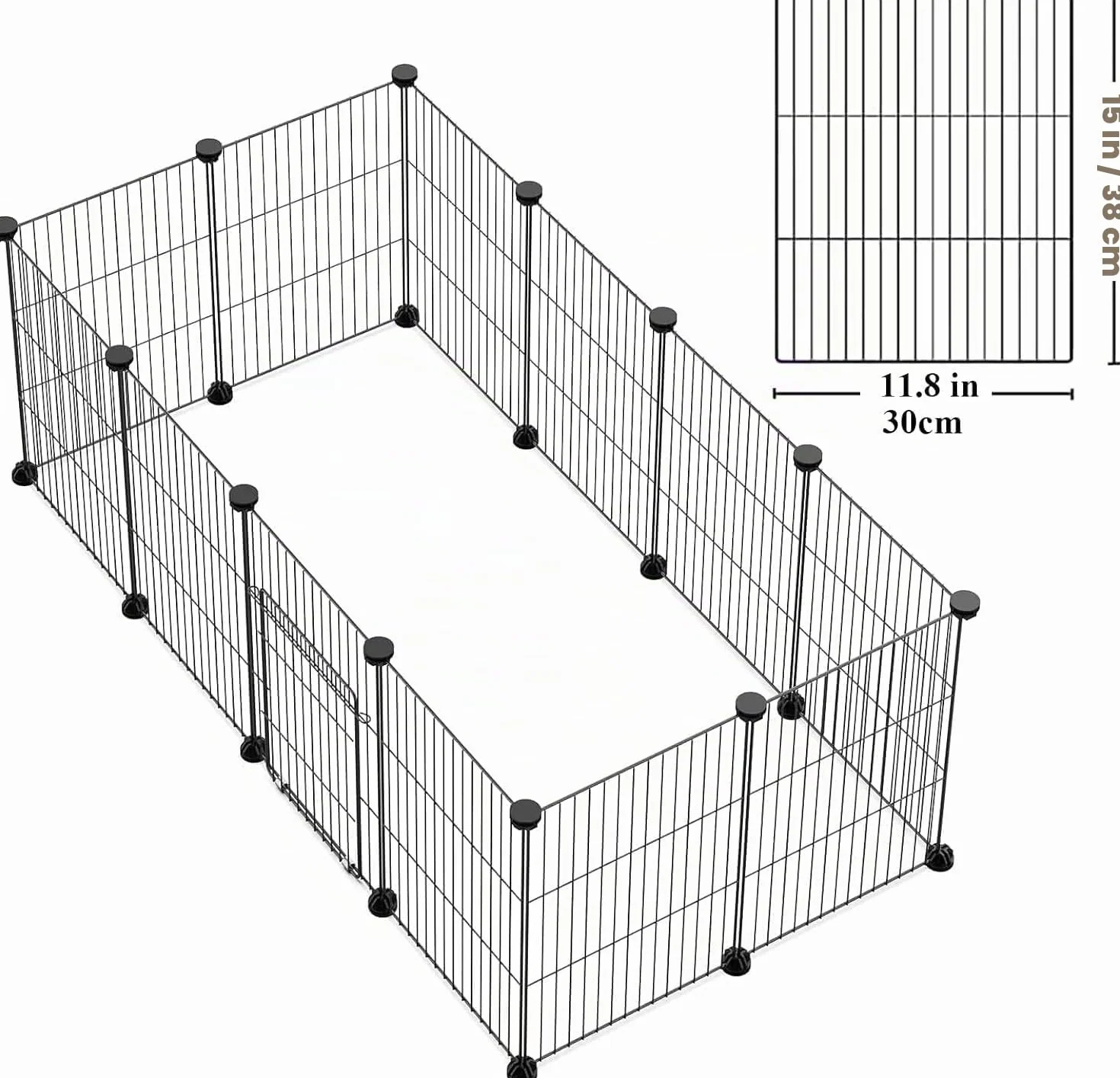 Langxun Cage de Lapin avec Porte, Enclos pour Petit Animal, Treillis Métallique Portable Intérieur Extérieur 30x38cm 12 Pièces