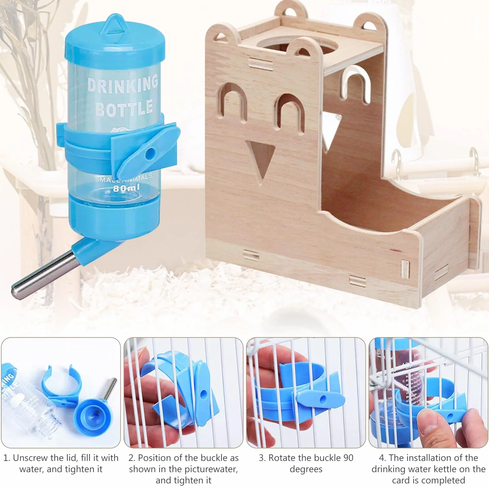 Jouets pour Hamster en Bois Lot de 8, Maison Cochon d'Inde, Jouet à Mâcher