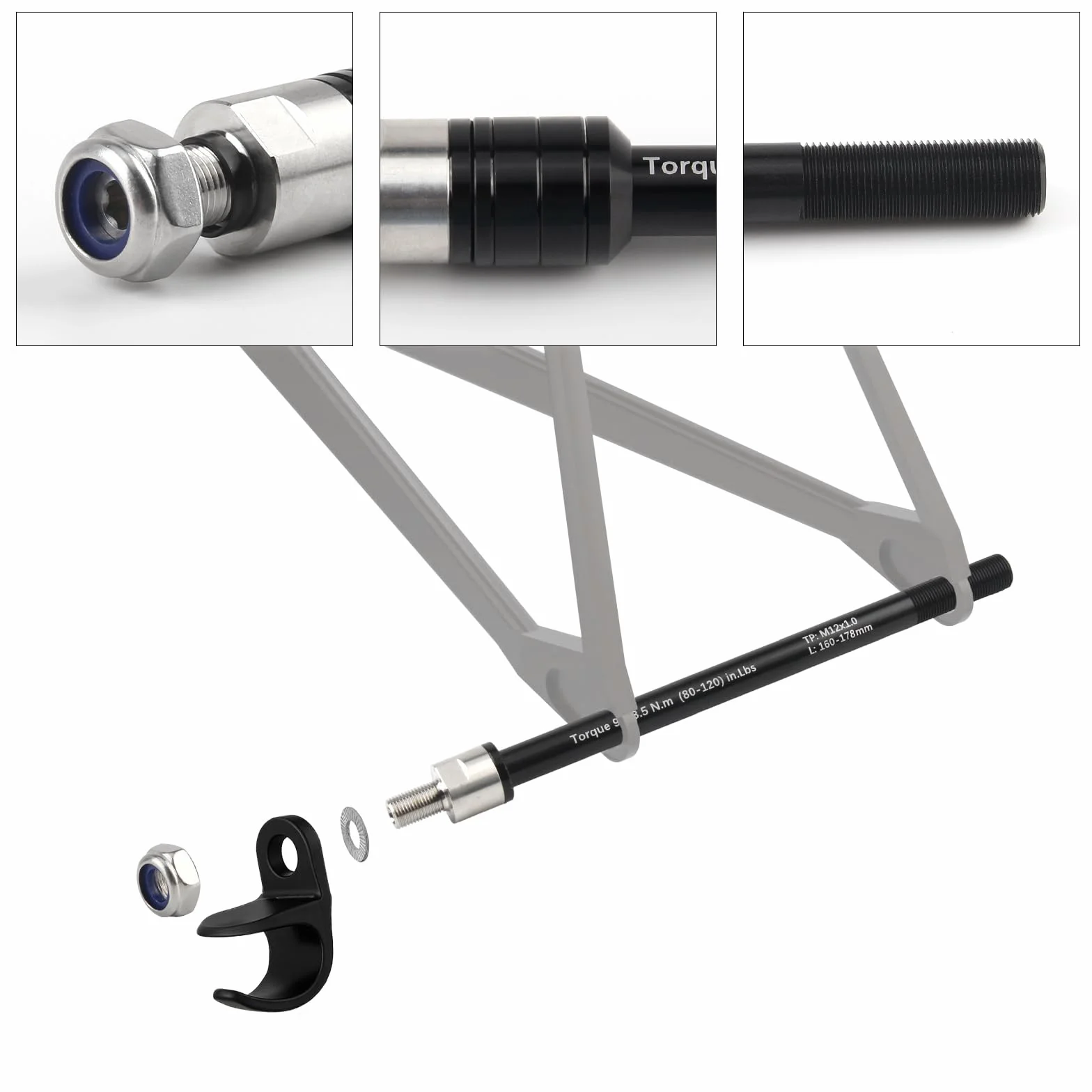 Adaptateur M12 pour Remorque de Vélo Axe 160-178mm Longueur Tige Réglable